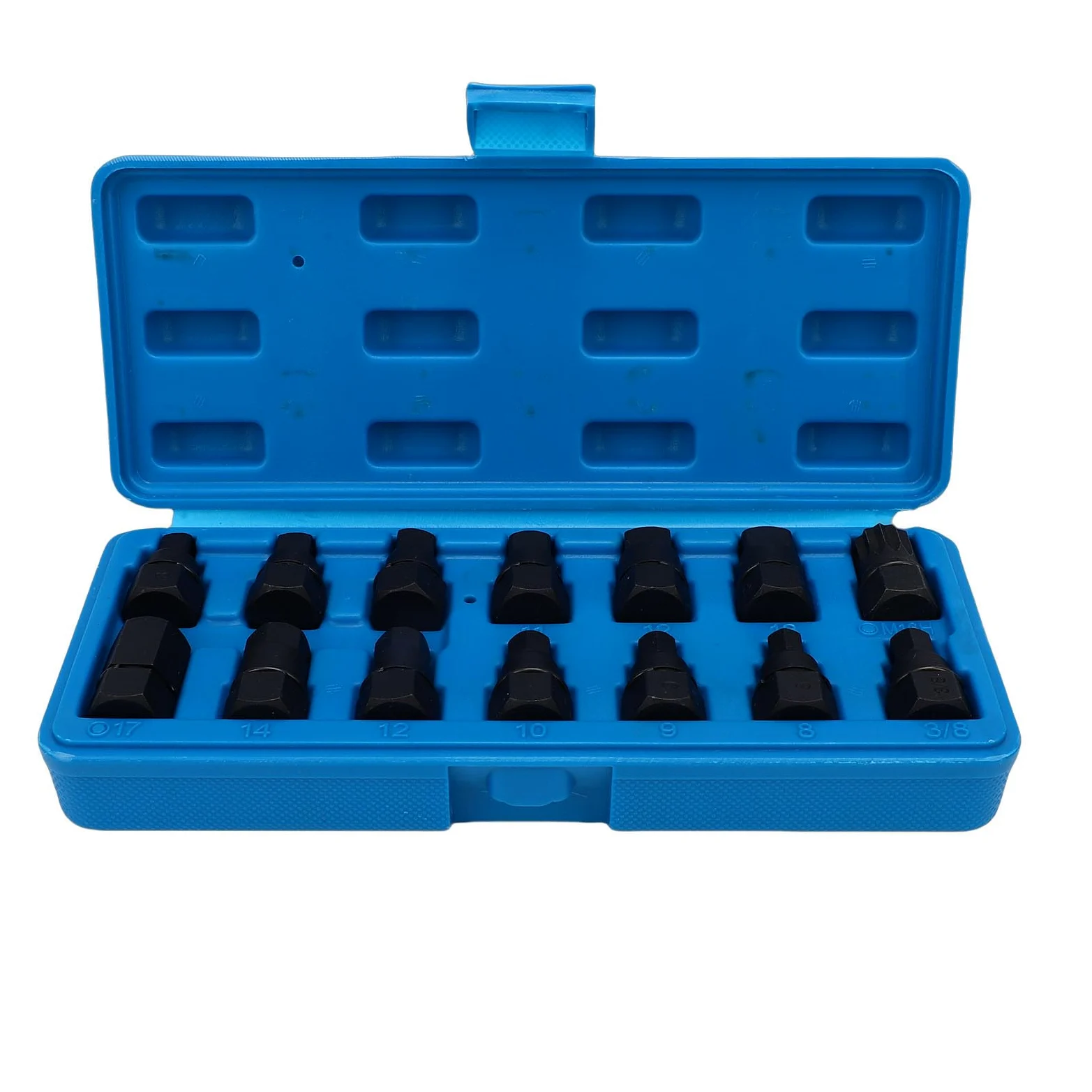 Juego Llaves Tapón Drenaje Aceite 3/8 Pulgadas Acero CR-Mo Hexagonal Cuadrado Estriada Kit Mantenimiento Coche Resistente Estuche Incluido