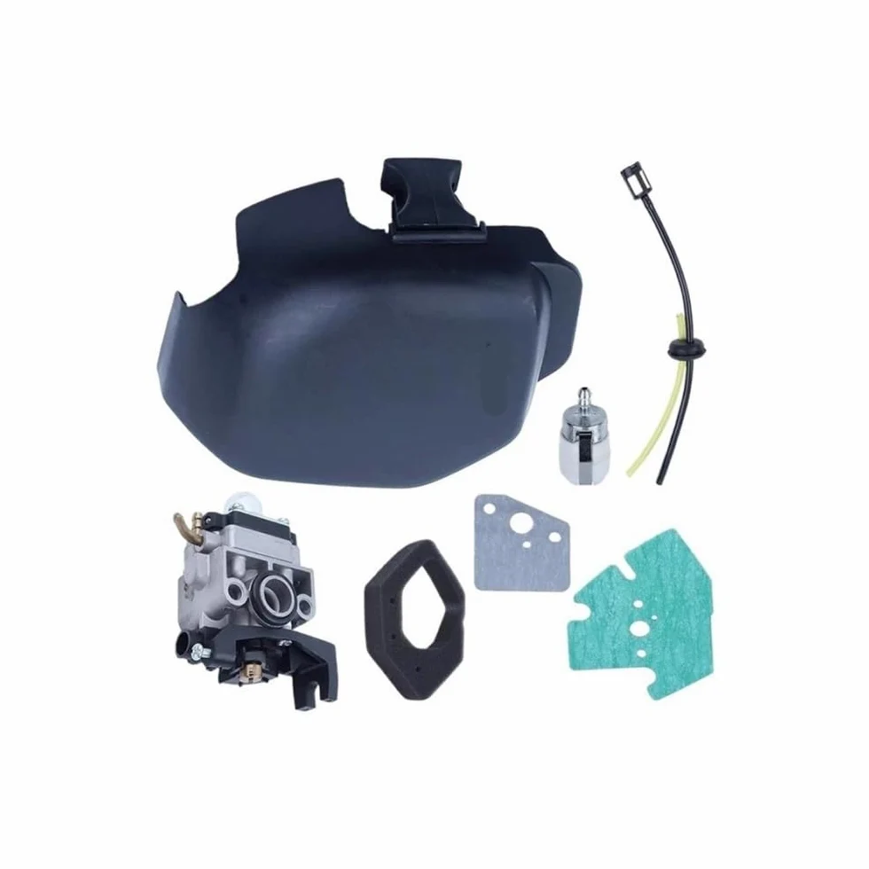 Carburador compatible con GX25, GX25NT, HHT25S, kit de juntas de línea de carcasa de filtro de aire y combustible, carcasa de filtro de aire de carburador