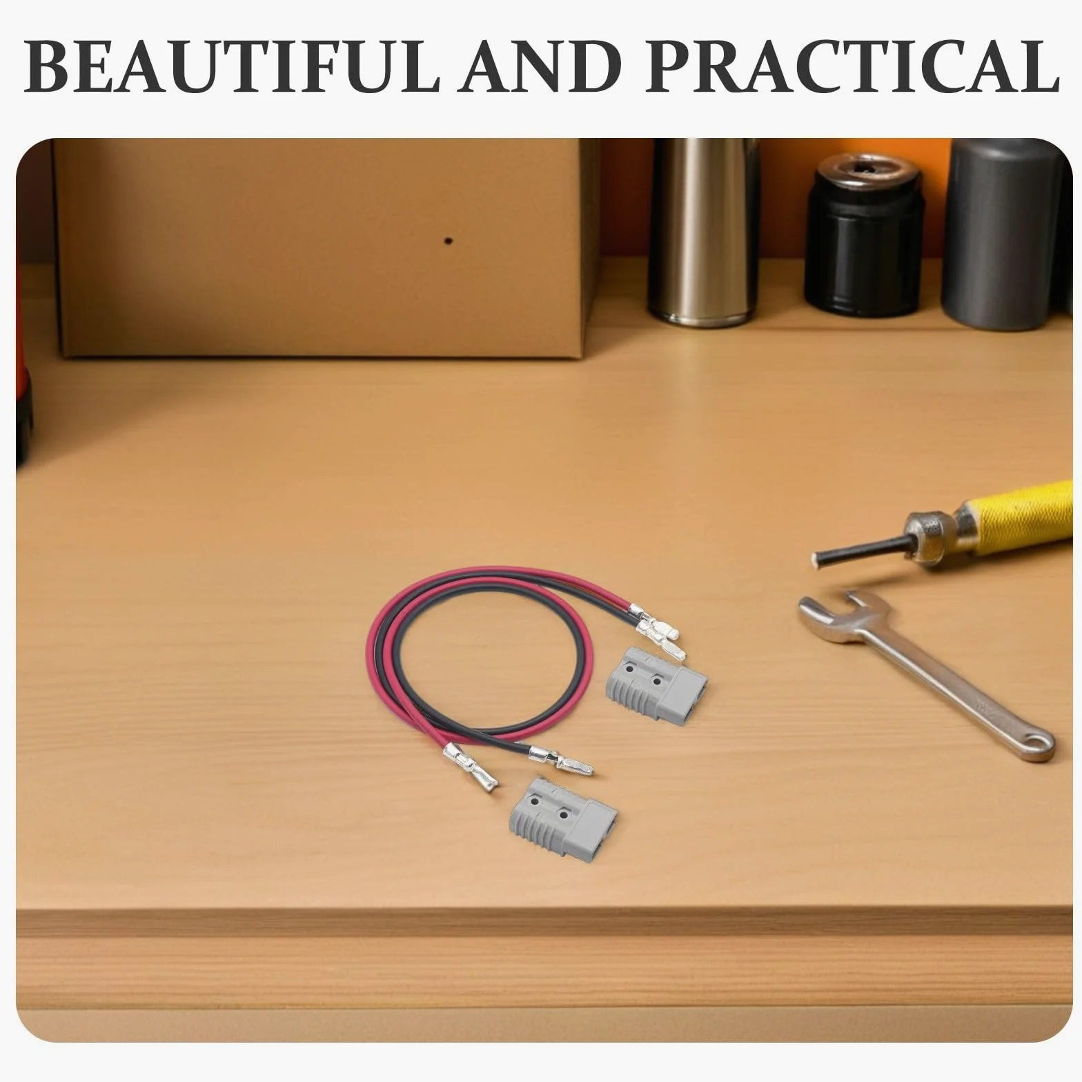 UPKOCH Cable inversor de batería para coche - Conector de 175 A con cable de 6 AWG y 100 cm (39,3") - Conector de alimentación para sistemas de remolque con cabrestante en autocaravanas,