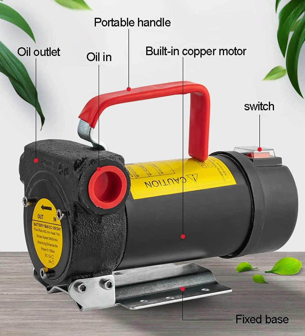 Bomba Trasvase Gasoil Diesel 12V, 24V, Bomba Eléctrica Extractor de Aceite, Bomba de Transferencia de Combustible Diesel Gasóleo Queroseno - Autocebante, 45L/min, 3600rpm (Size : 24V)
