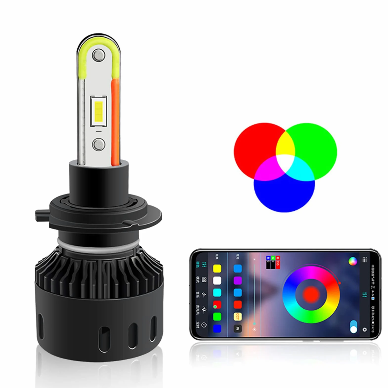 Bulbas LED LED, LED H4 H7 RGB Colorido Colorido 9005 9006 H11 CAR LIGHT HB3 HB4 H8 H9 Bulbo Turbo CSP Con Control APP RGB AUTO LUZ,9005