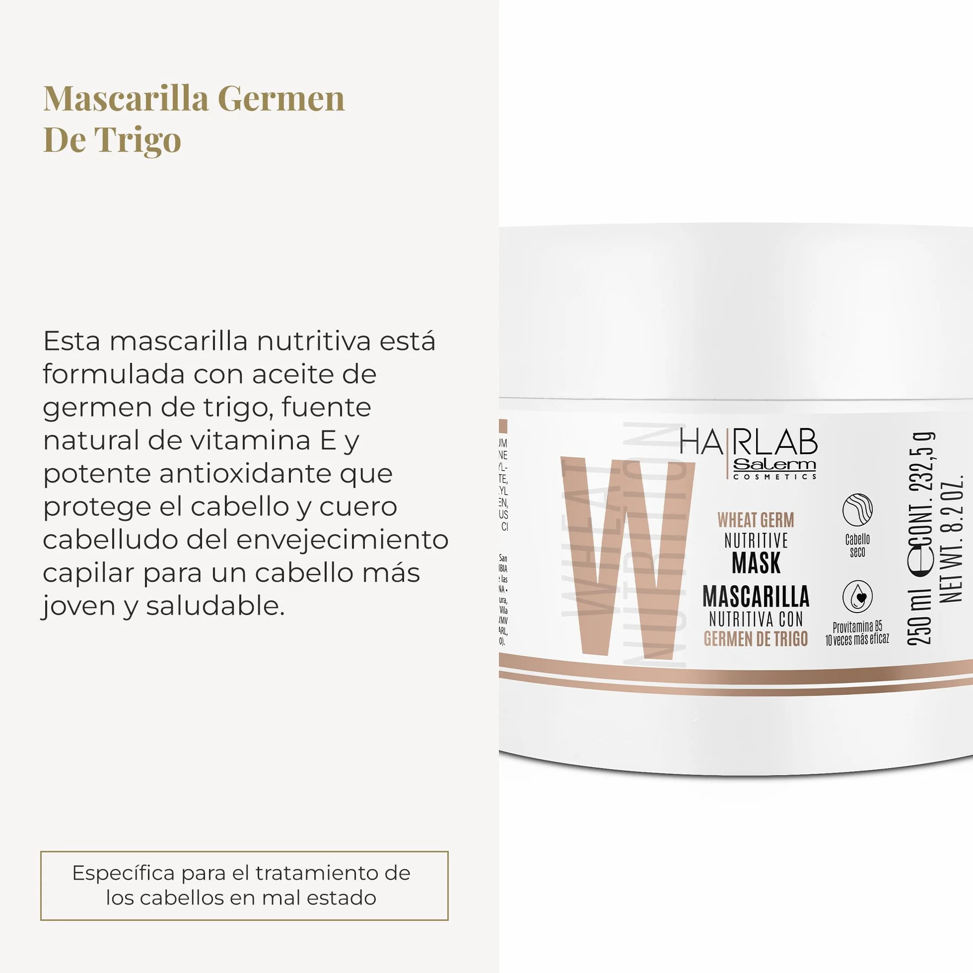 SALERM Hair Lab Mascarilla Nutritiva para el Pelo 250 ml con Germen de Trigo