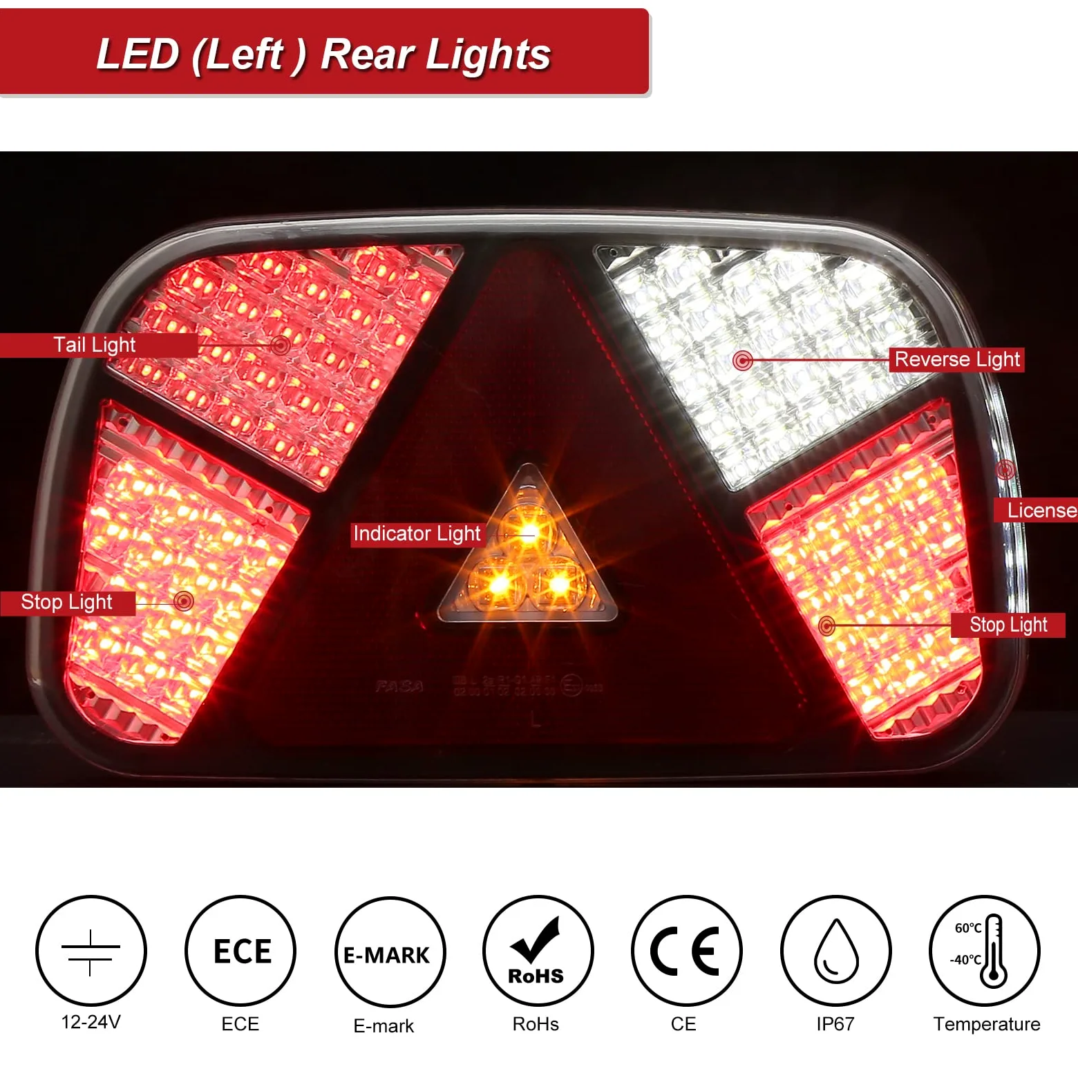 Pilotos Led Remolque 12V 24V, 7Funciones Luces Remolque Traseras con Cable 4m Precableada Enchufe 13pines con Conexión De Bayoneta de 2x6pines, Juego Luces Traseras Remolque Homologados