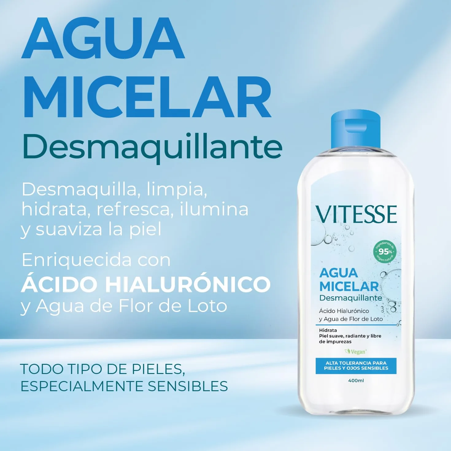 Vitesse Agua Micelar Desmaquillante con Ácido Hialurónico 400 ml