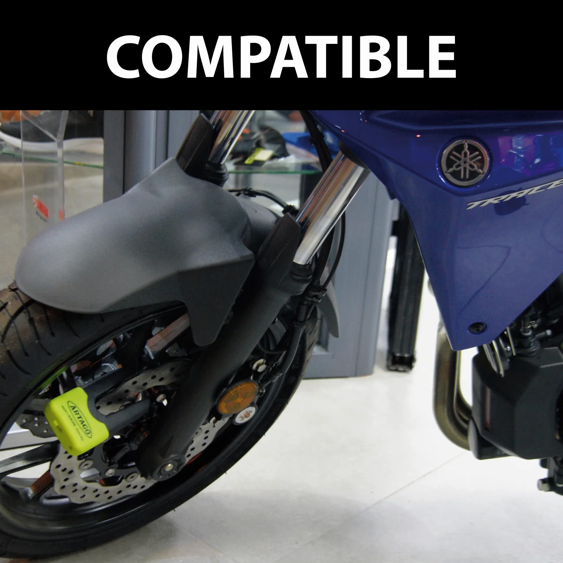 Artago 69X2 Pack Candado Antirrobo Disco Alta Seguridad + Soporte para Yamaha MT-07 y Tracer 700, Homologado Sra, Sold Secure Gold, ART4