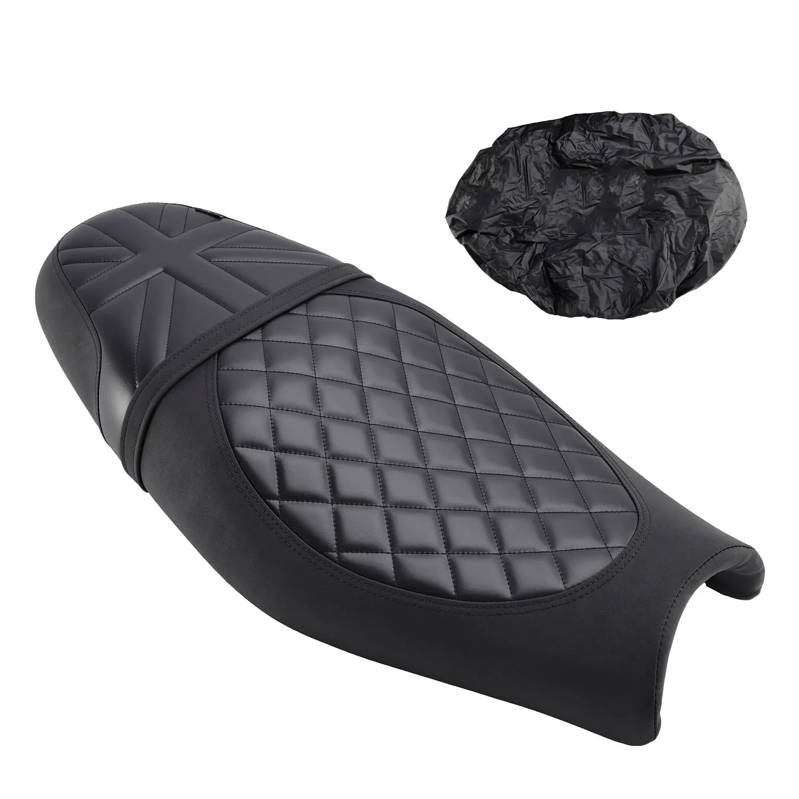 Para velocidad de calle doble Cojín de asiento | Reemplace el asiento delantero trasero conductor y pasajero, inferior, negro(BlackC)