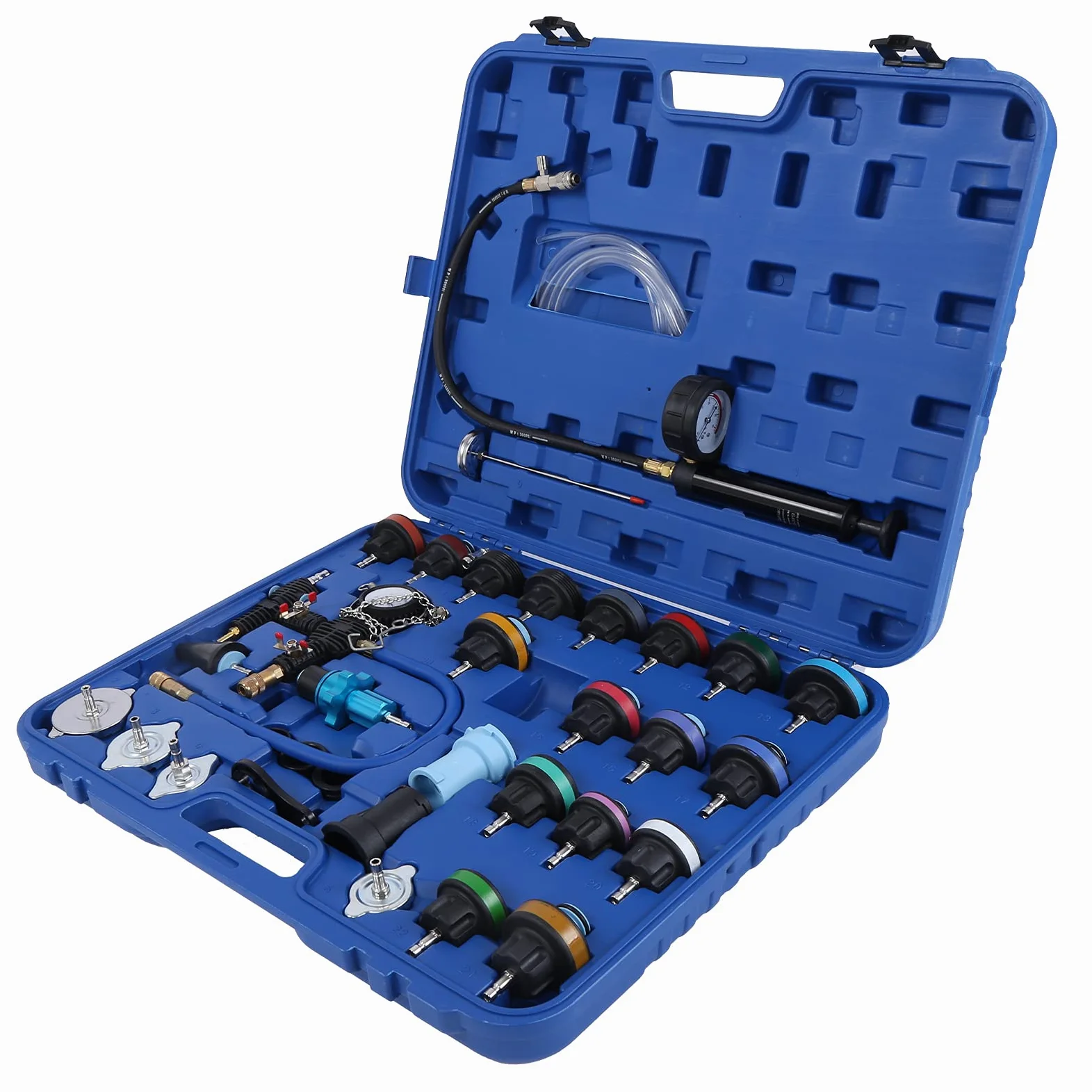 Kit de comprobador de presión de radiador de 33 piezas con detector de refrigeración universal para motocicletas automotrices