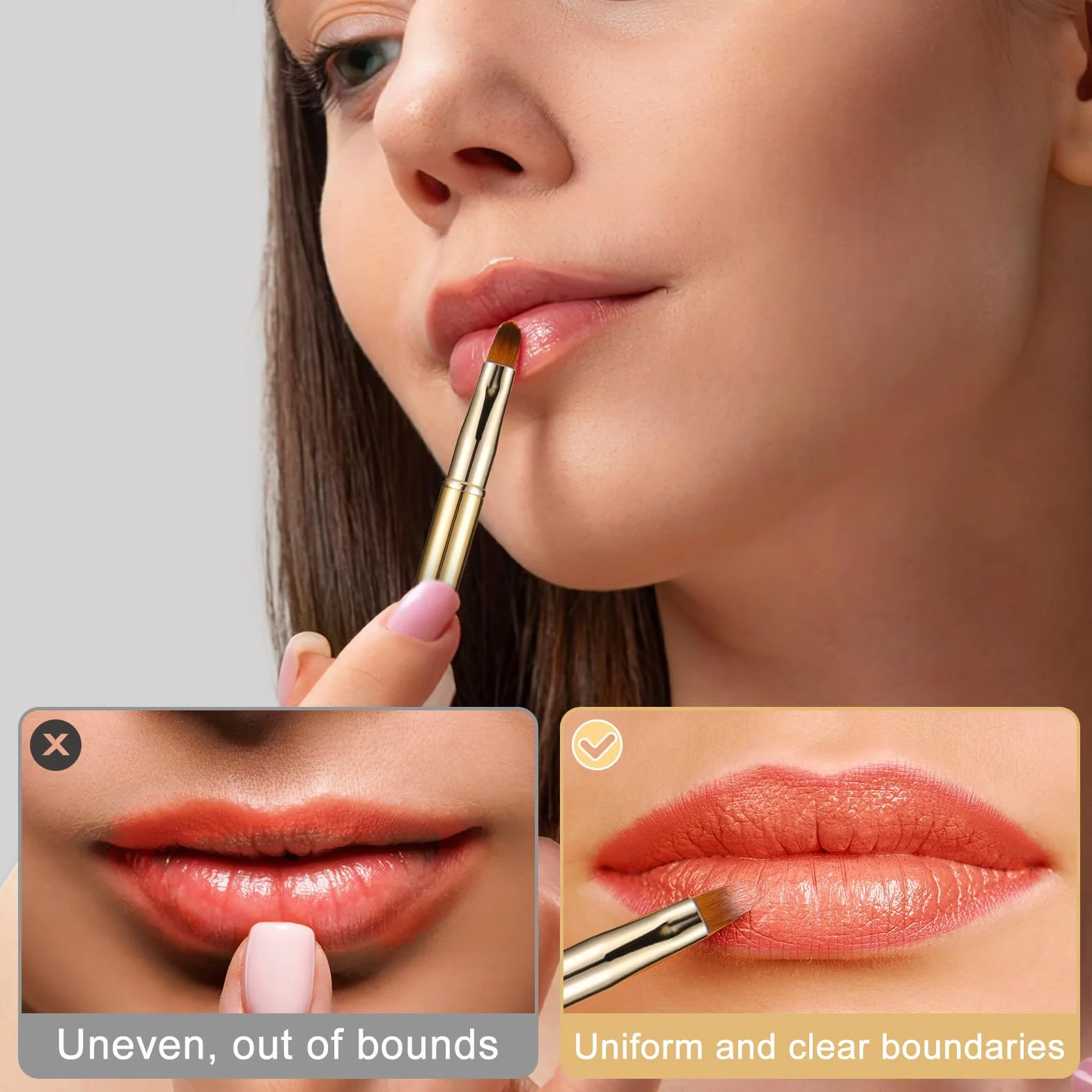 Simarro brochas retráctiles lápiz labial doble extremo metal portátil brillo labios cubierta corrector herramienta maquillaje negro