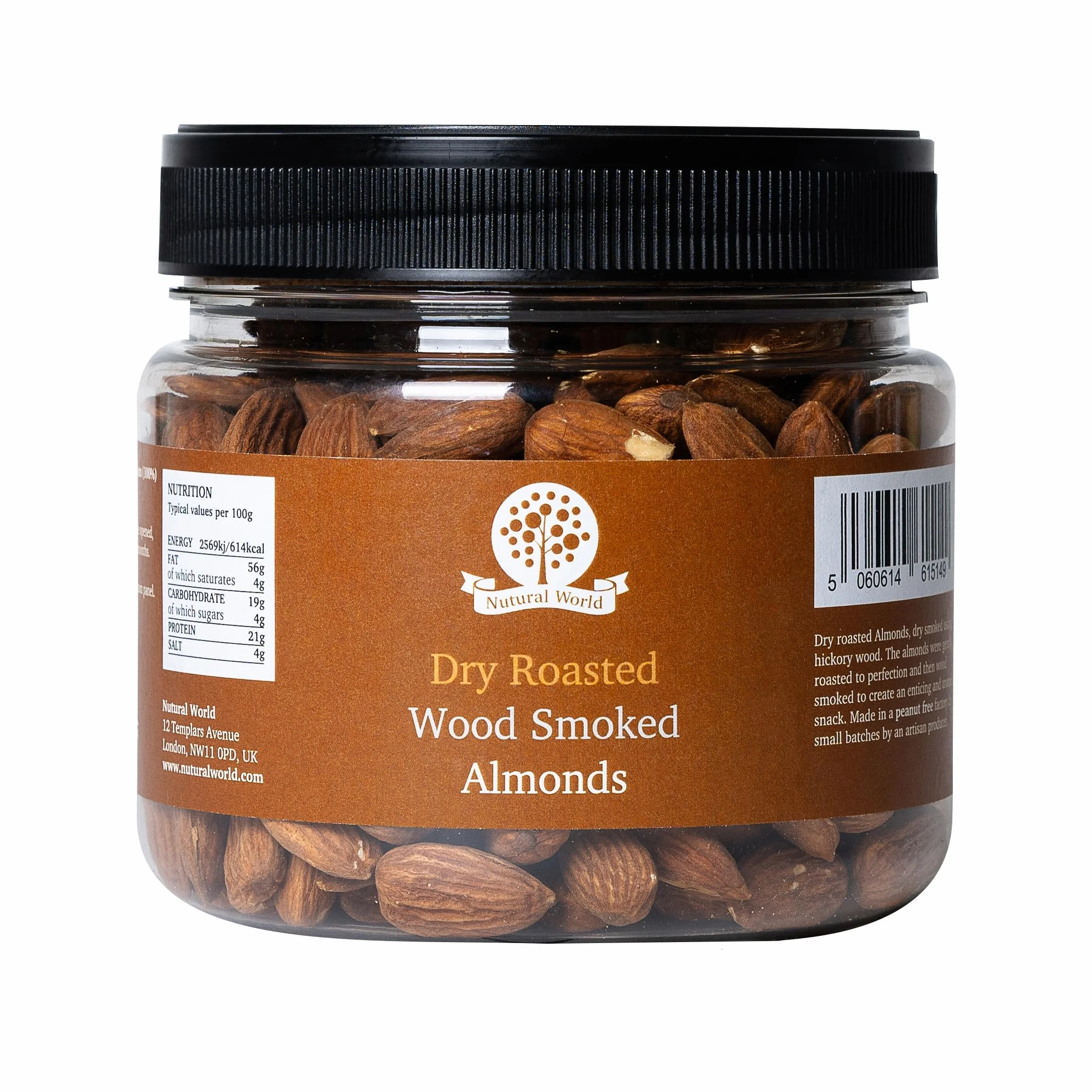 Almendras Ahumadas en Leña Tostadas Secas Sin Sal 500g