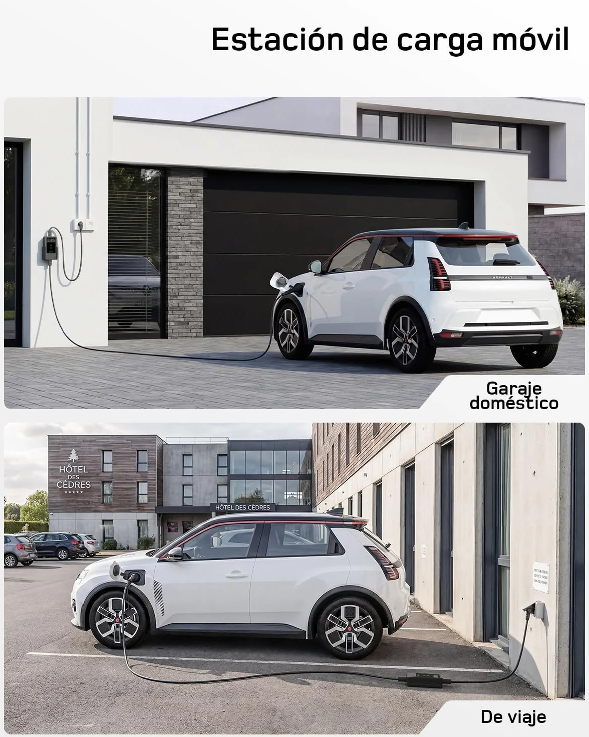 dé Cargador Coche Electrico App 3,7kW [7m, Monofásico, 6-16A] Cargador Carro Electrico con Potencia Ajustable a Distancia, para Model Y/3, Dolphin Surf, EV3, Avenger y Otros vehículos BEV/PHEV