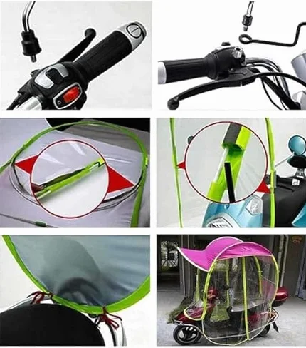 Toldo para sombrilla para scooter de motor, impermeable y cubierta de lluvia para scooters de movilidad, diseño totalmente cerrado y plegable