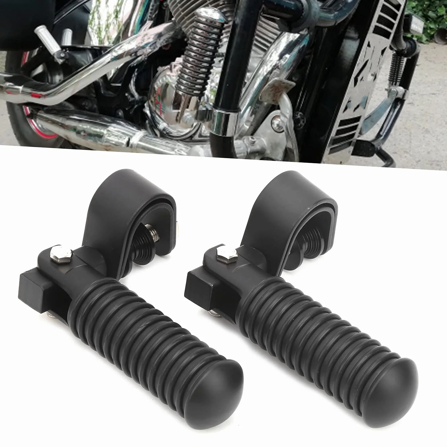 Estriberas de Motocicleta de 7-1 / 2 Pulgadas, Resistentes a la Corrosión para Motocicleta con Protectores de Barra de Choque de Motor de Carretera de 25 Mm / 1 Pulgada Pedales/reposapiés y accesorios