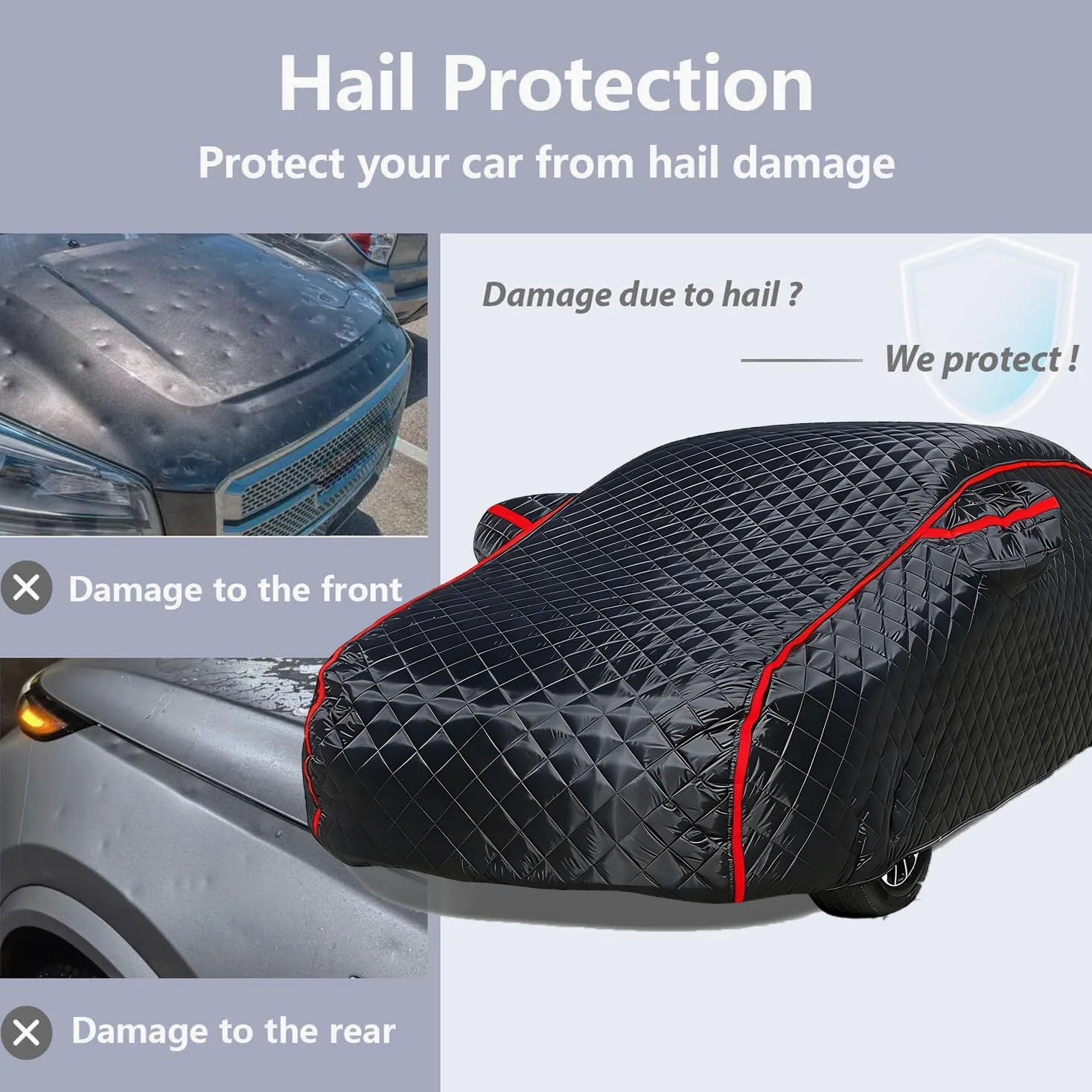 Funda Coche para Ford Mustang Mach 1 2021-2023, Funda para Coche Antigranizo Exterior, Antigranizo Impermeable Antinieve Anti-UV Antipolvo Transpirable, con Cremallera zl0402