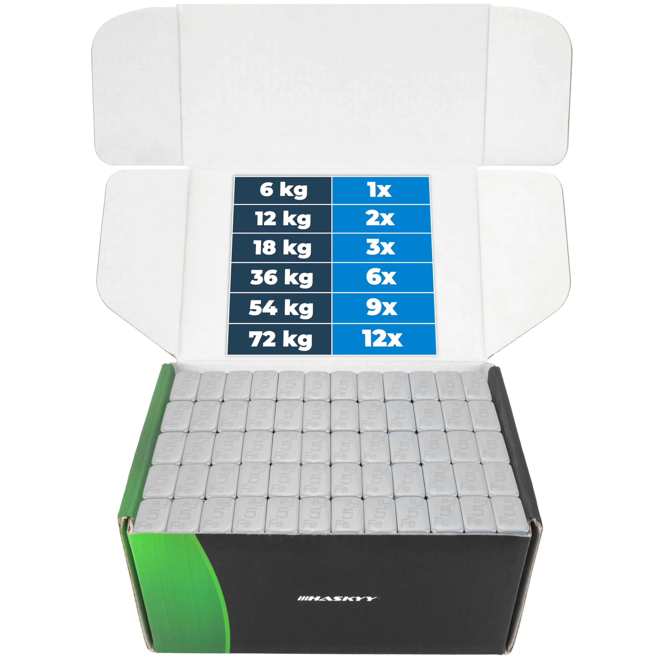 HASKYY 100 masas de equilibrio Haskyy, 12 x 5 g, peso 6 kg, barra adhesiva 60 g con despegue