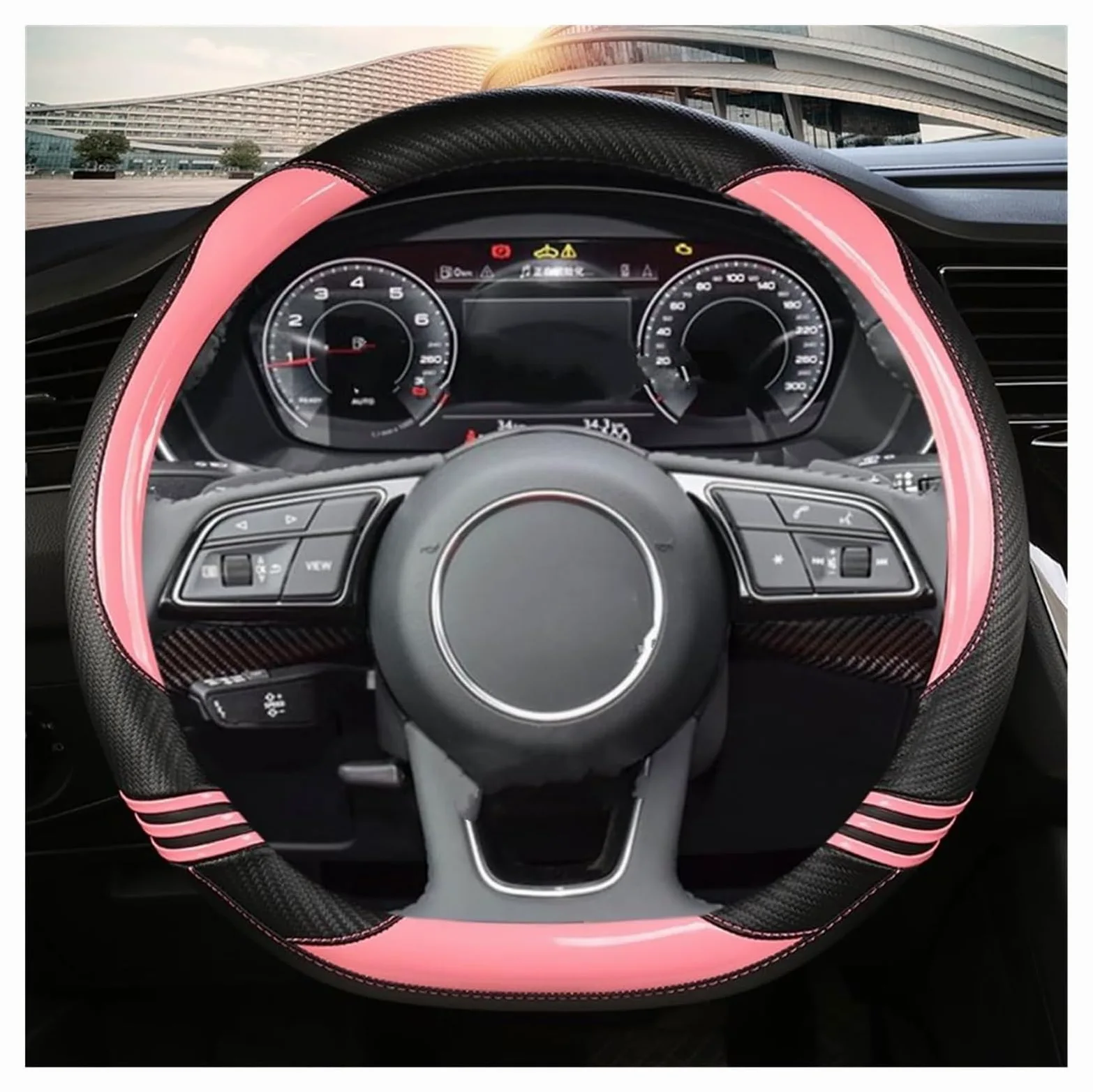 Funda Protectora para Volante de Coche A1 A3 A4 A5 A6 A7 A8 Q2 Q3 Q5 Q7 Q8 Accesorios para Coche Funda para Volante de Coche 38cm
