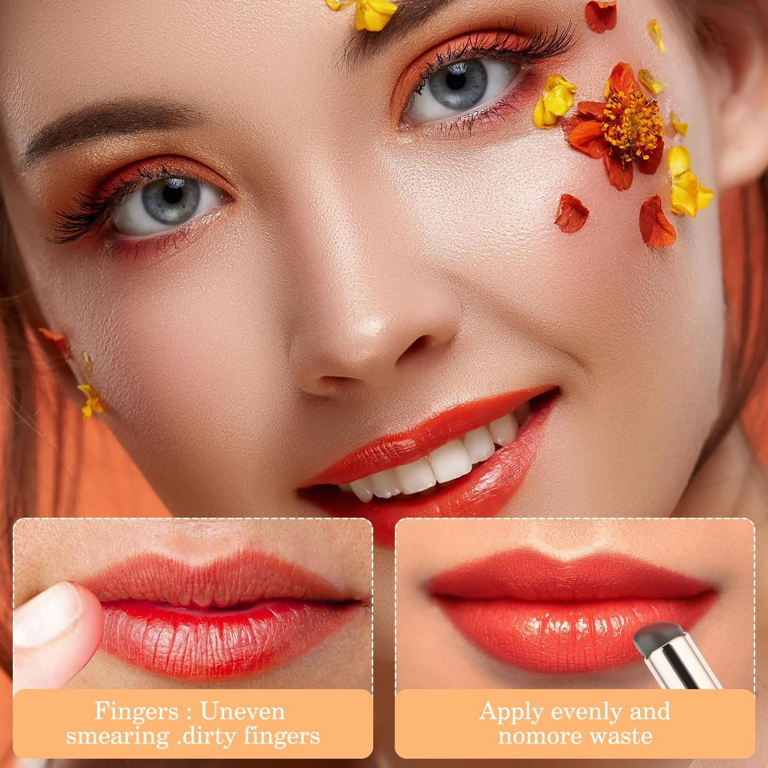 Amabro 2 brochas de maquillaje de silicona reutilizables cabeza redonda alta elasticidad labios brillo aceite máscara