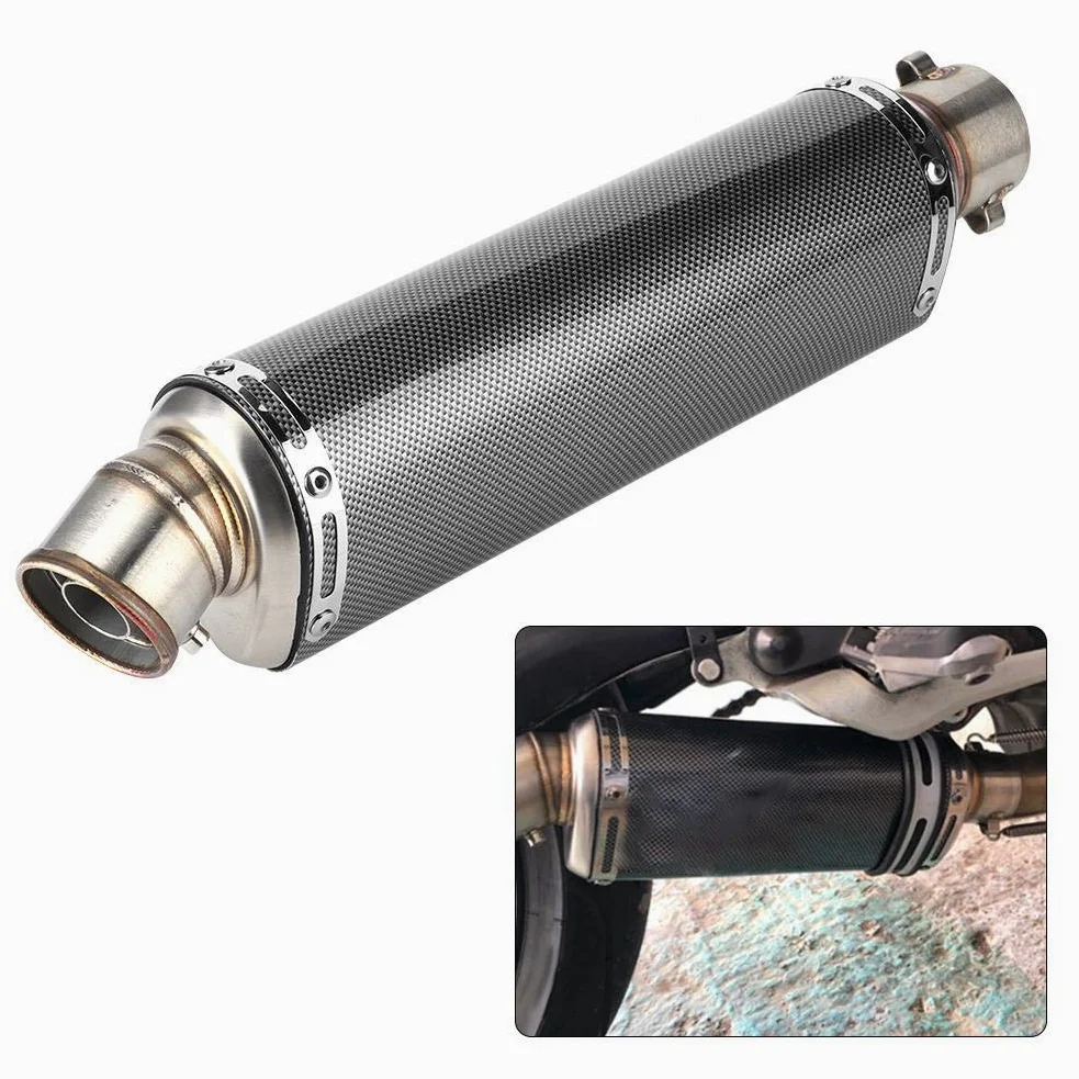 Tubo de escape, 51mm/2in Universal Moto Scooter Tubo de escape Textura de fibra de carbono apto para R3 R6 R15