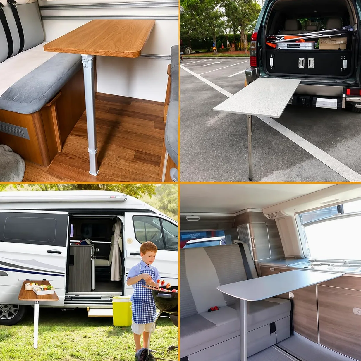 Pata Telescópica Plegable Mesa Camper 560-750 mm | Ajustable en Altura | Aluminio Anodizado Gris | Bloqueo de Seguridad | para Camper, Caravana y Autocaravana