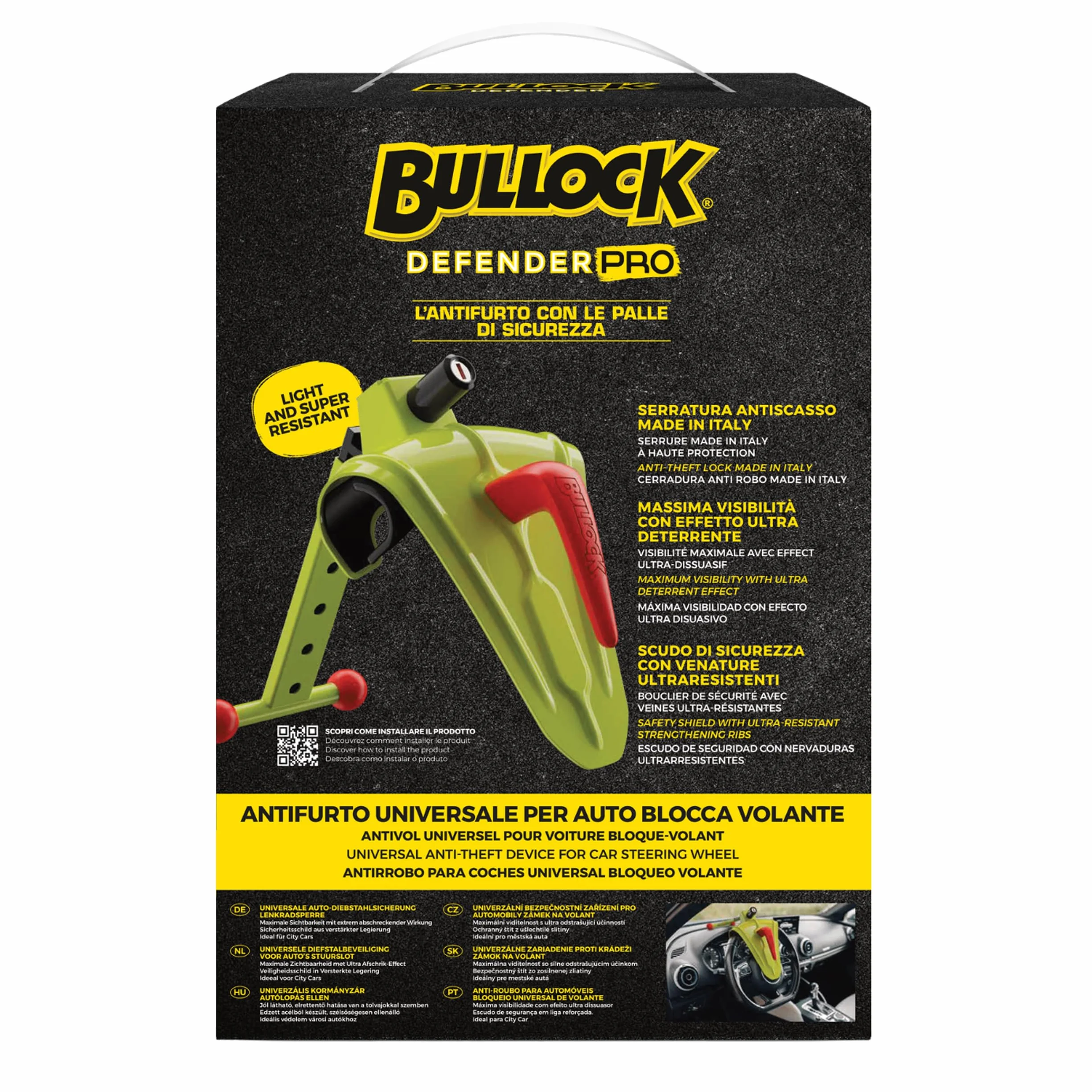 Bullock - Alarma Universal para Coche, Bloqueo del Volante, con Protector de Aleación Reforzado