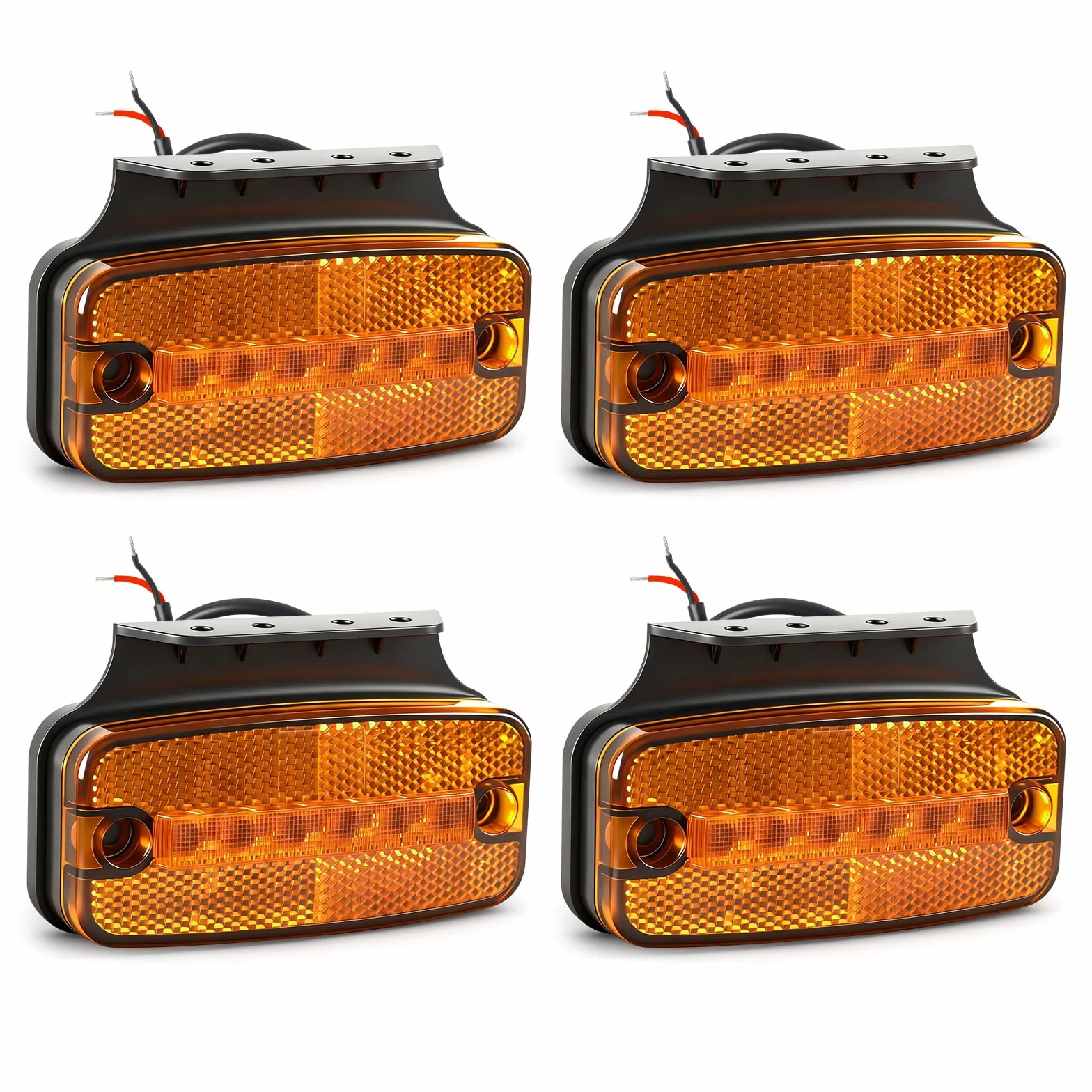 4x Luces Laterales LED Naranjas, 12V/24V impermeables IP65 con soporte, con certificación ECE R10, para remolques, furgonetas, caravanas y camiones