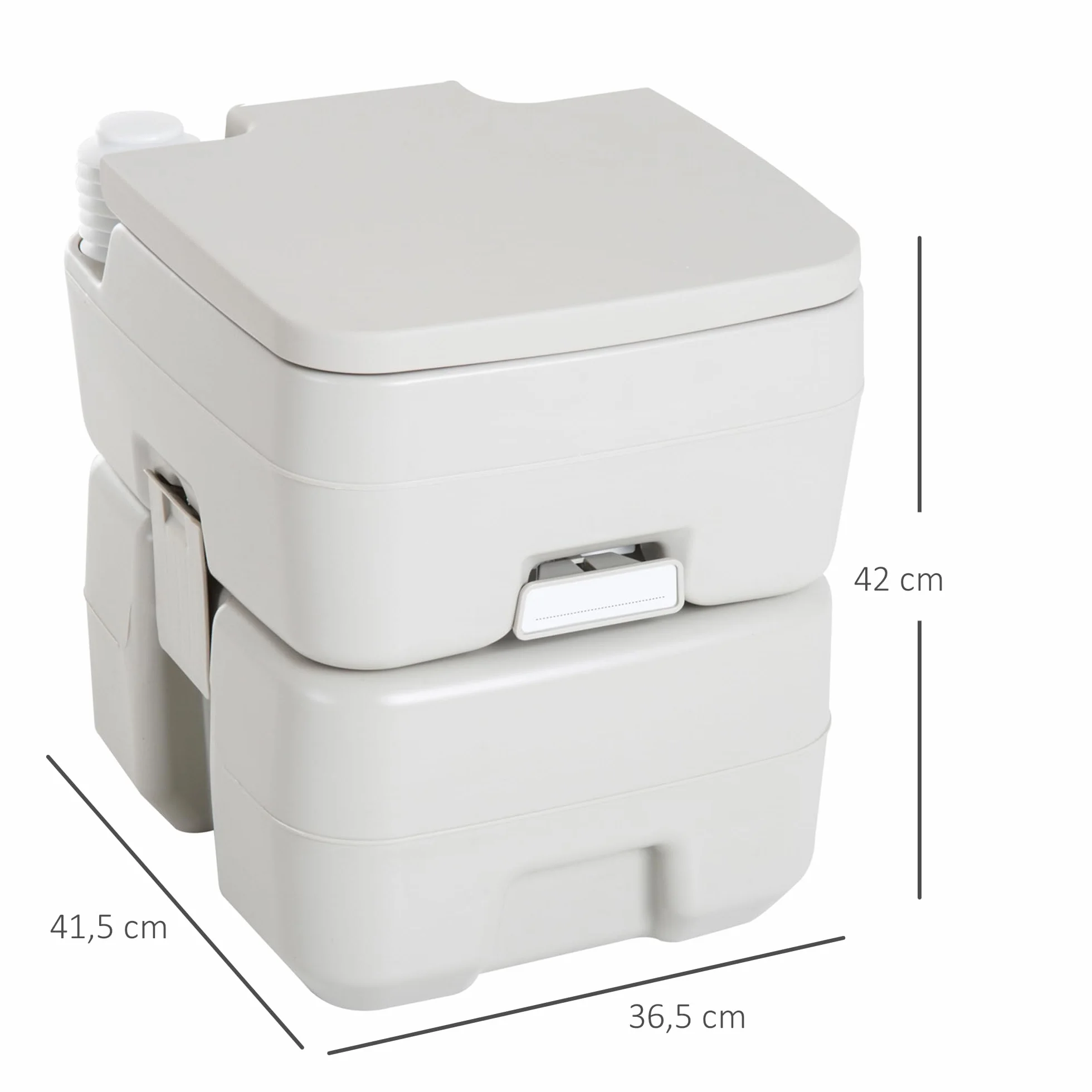HOMCOM Inodoro Portátil Químico Baño Móvil WC 20L con Extraíble Tanque de Aguas Residuales y Tanque de Agua para Camping Viaje Ancianos Caravana Barco con Cisterna Carga 147 kg 41,5x36,5x42 cm HDPE