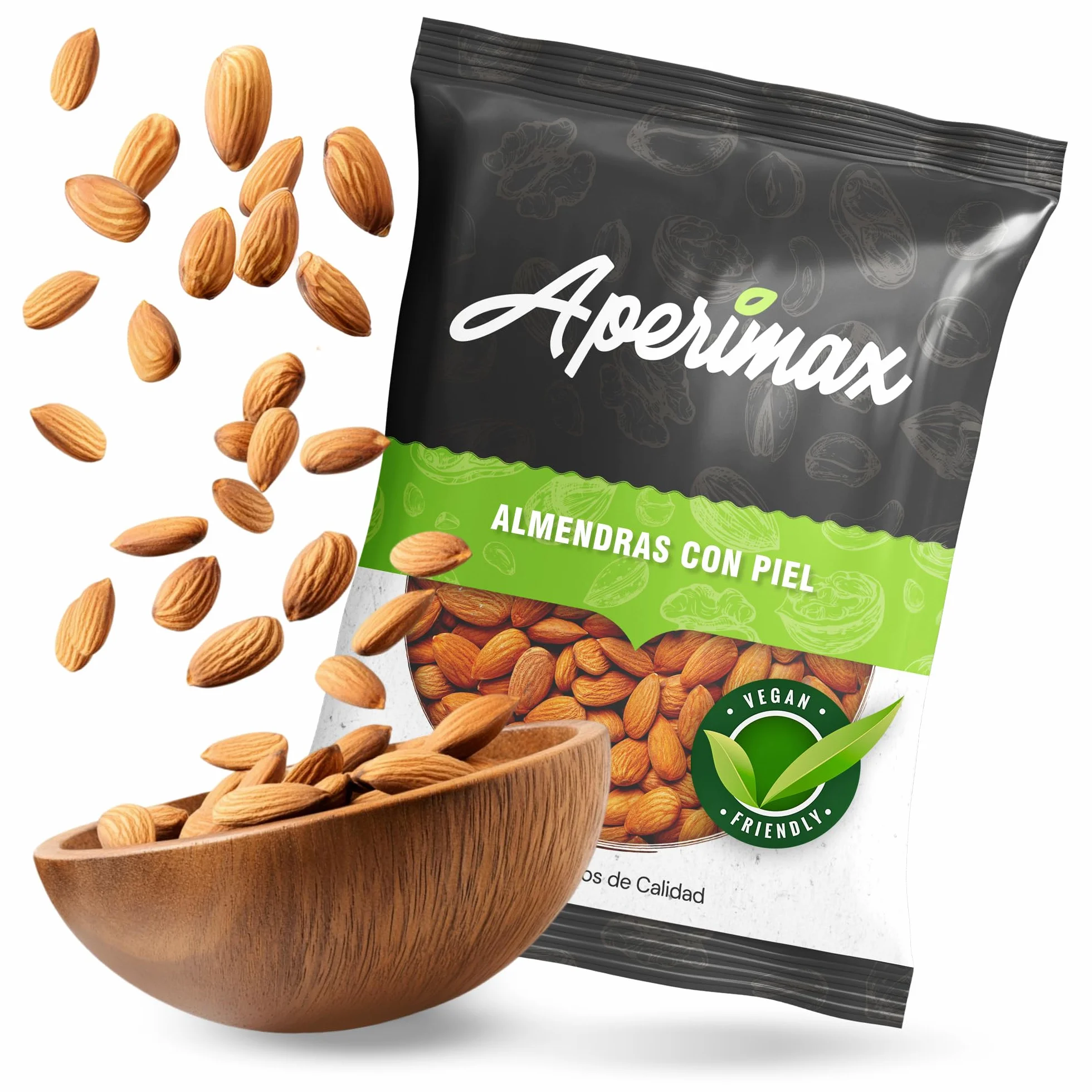 APERIMAX Almendras crudas naturales alto contenido en fibra Frutos secos sin gluten vegano