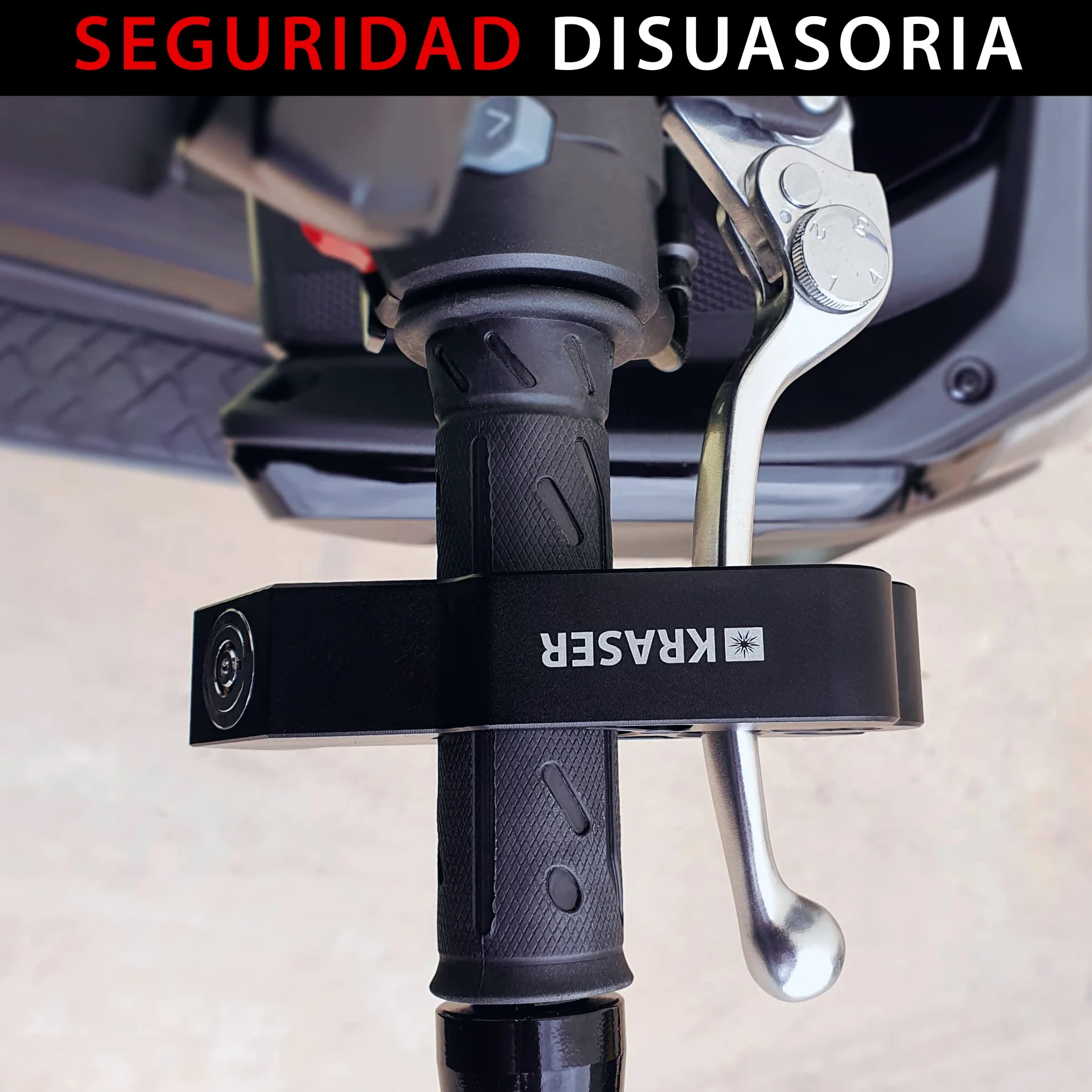 KRASER KR720B Candado Moto Freno Manillar, Rápido Bloqueo Click, Cerradura Seguridad Anti-Taladro, Bloqueo Antirrobo Bloqueo Maneta Acelerador Freno Embrague Universal Scooter Quad, Grip Lock