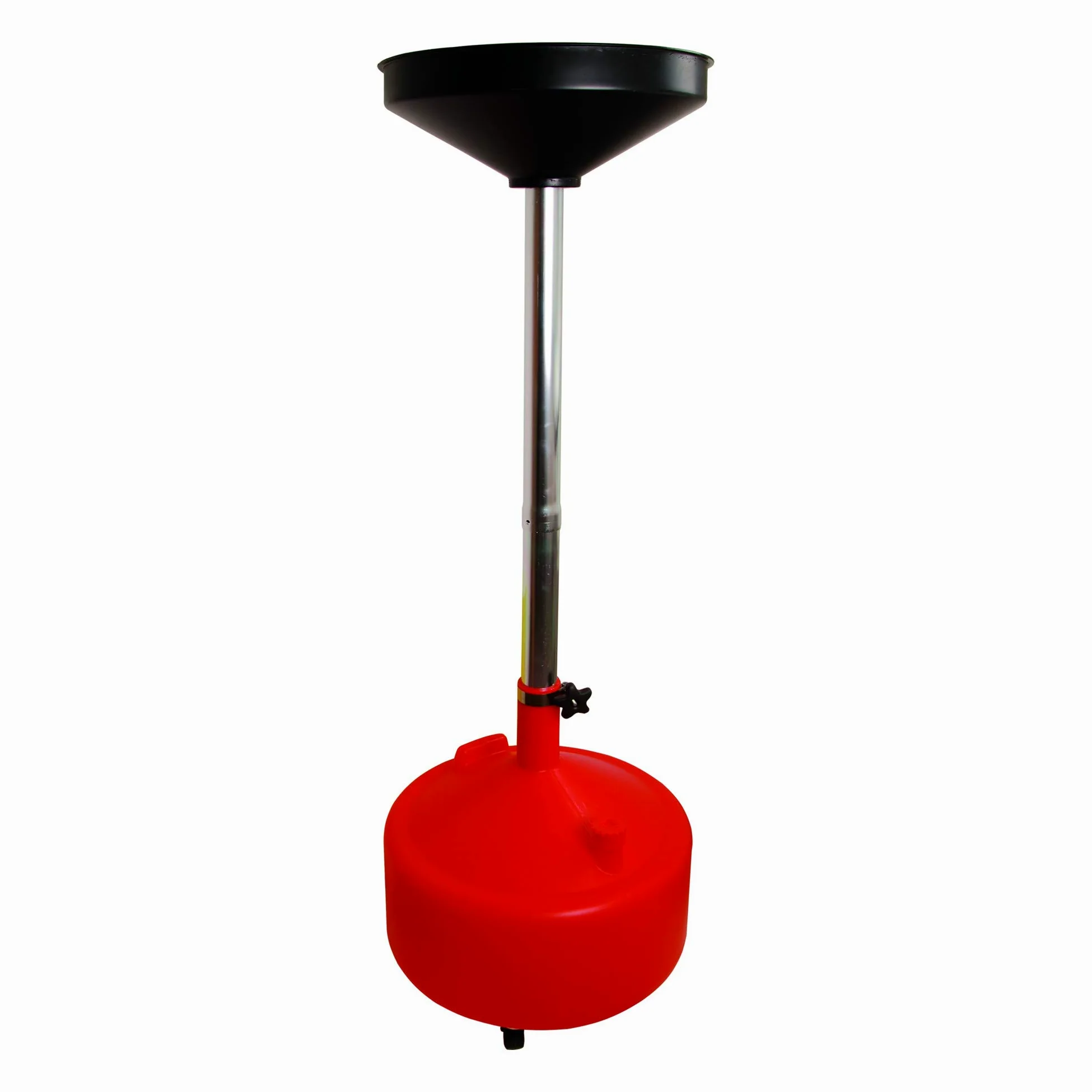BGS Diy 8640 | Recogedor de aceite usado | 30 l | Embudo de 420 mm de diámetro, altura 1220 – 1520 mm, embudo y recipiente de plástico, tubo de desagüe de acero