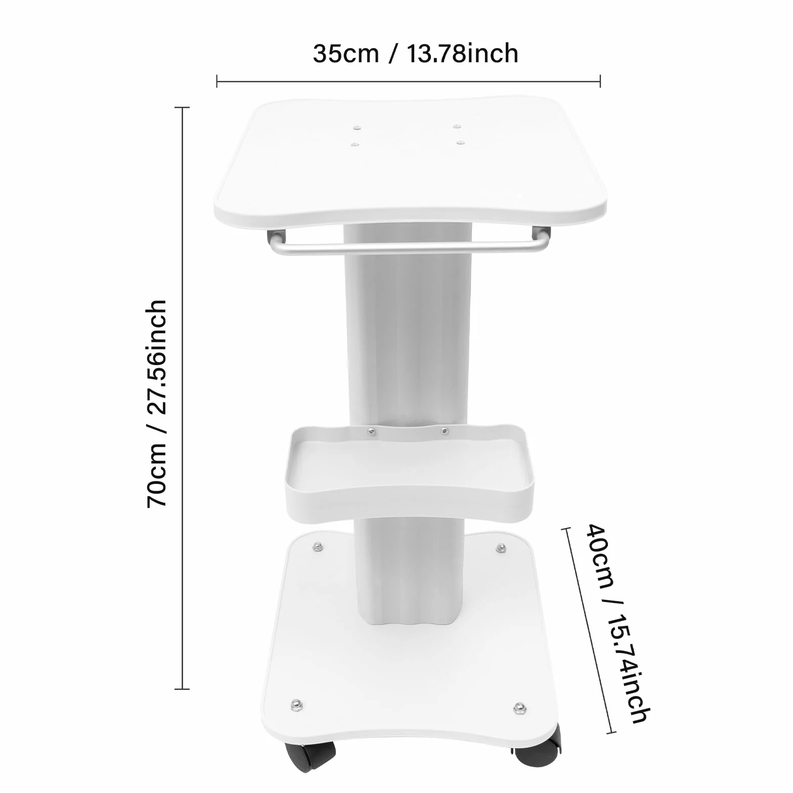 Carro de salón de belleza con estantería, ruedas giratorias 360° y freno, móvil multifunción