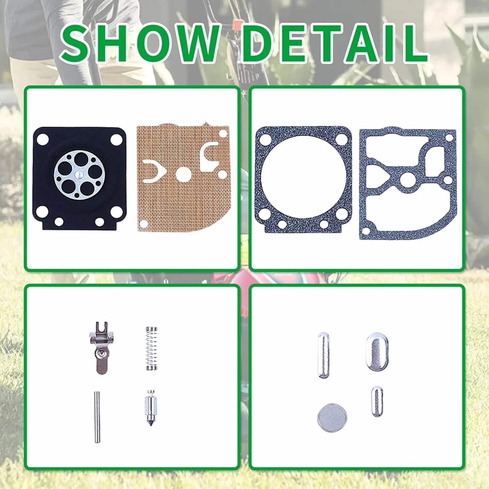 Kit de carburador Kits de reparación de carburador RB-77 compatibles con Zama 180 Zama C1Q-S57B compatibles con motosierras STIHL 017 018 MS170 MS180(Pack of 20)
