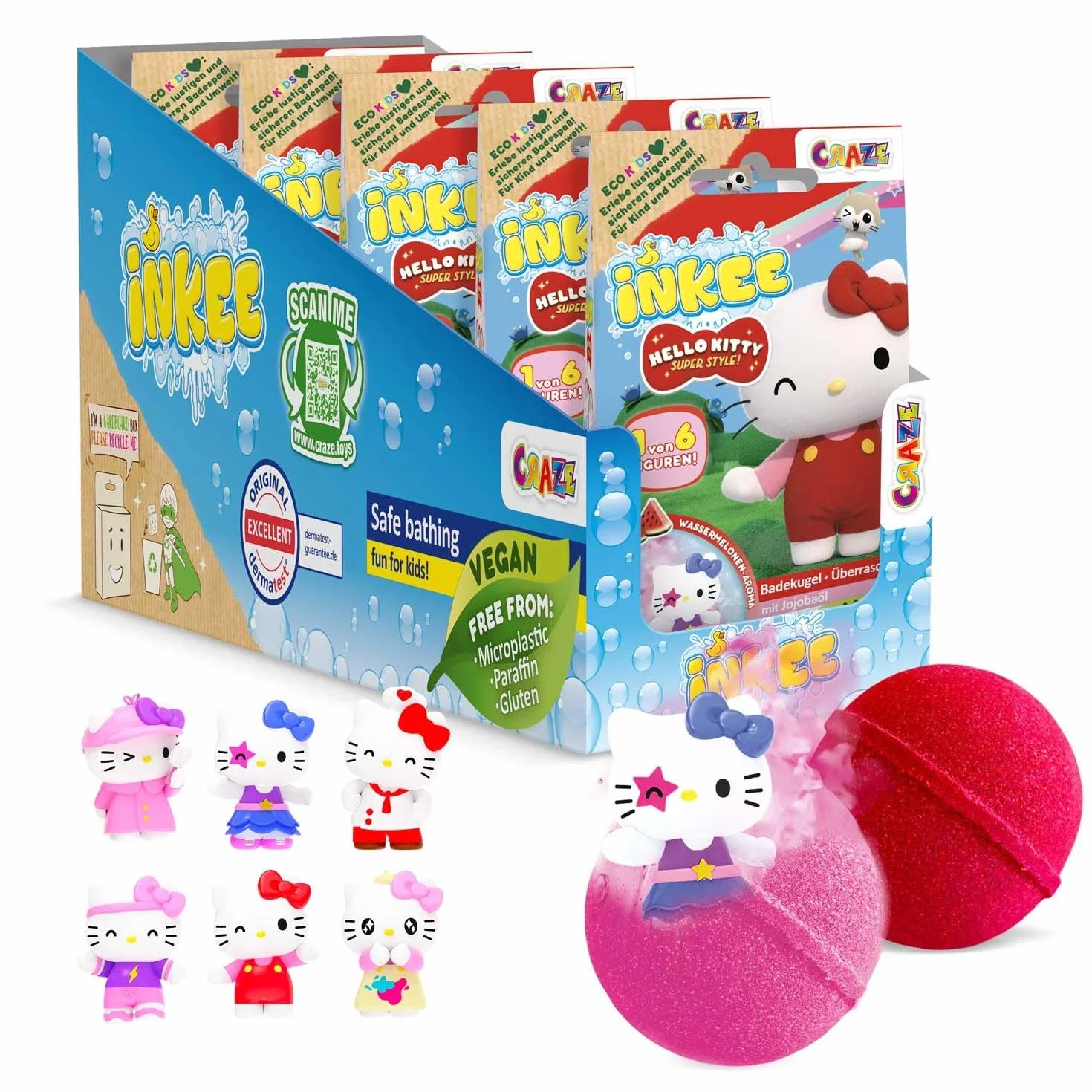 Hello Kitty bombas de baño infantiles 5-pack sorpresa coleccionables 80g sandía aceite jojoba rosa rojo