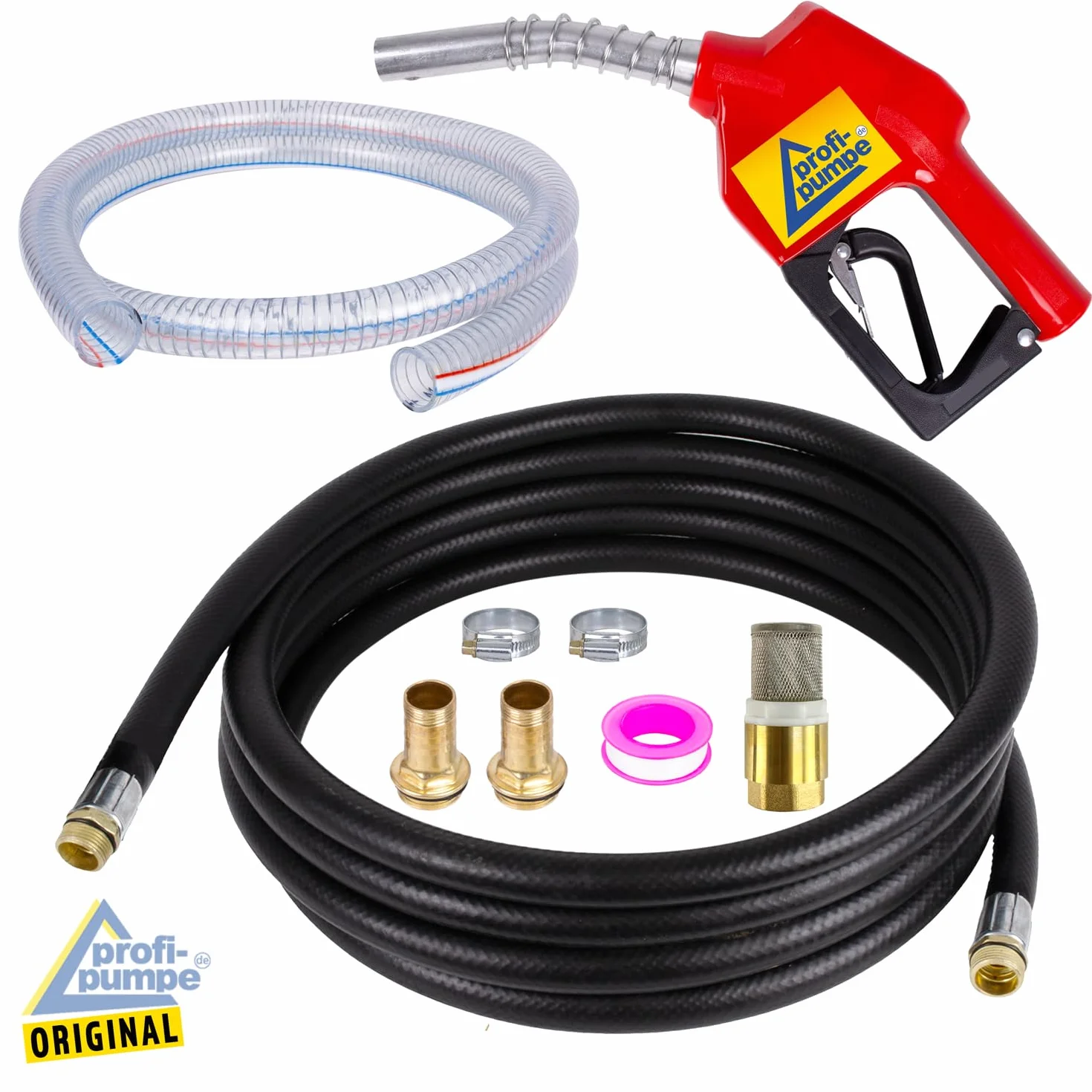 Bomba gasóleo bomba gasóleo bomba biodiésel bomba trasvase autocebante Exelenz 230v set bomba + boquilla automática pistola contramanguera latón válvula antirretorno boquillas abrazaderas