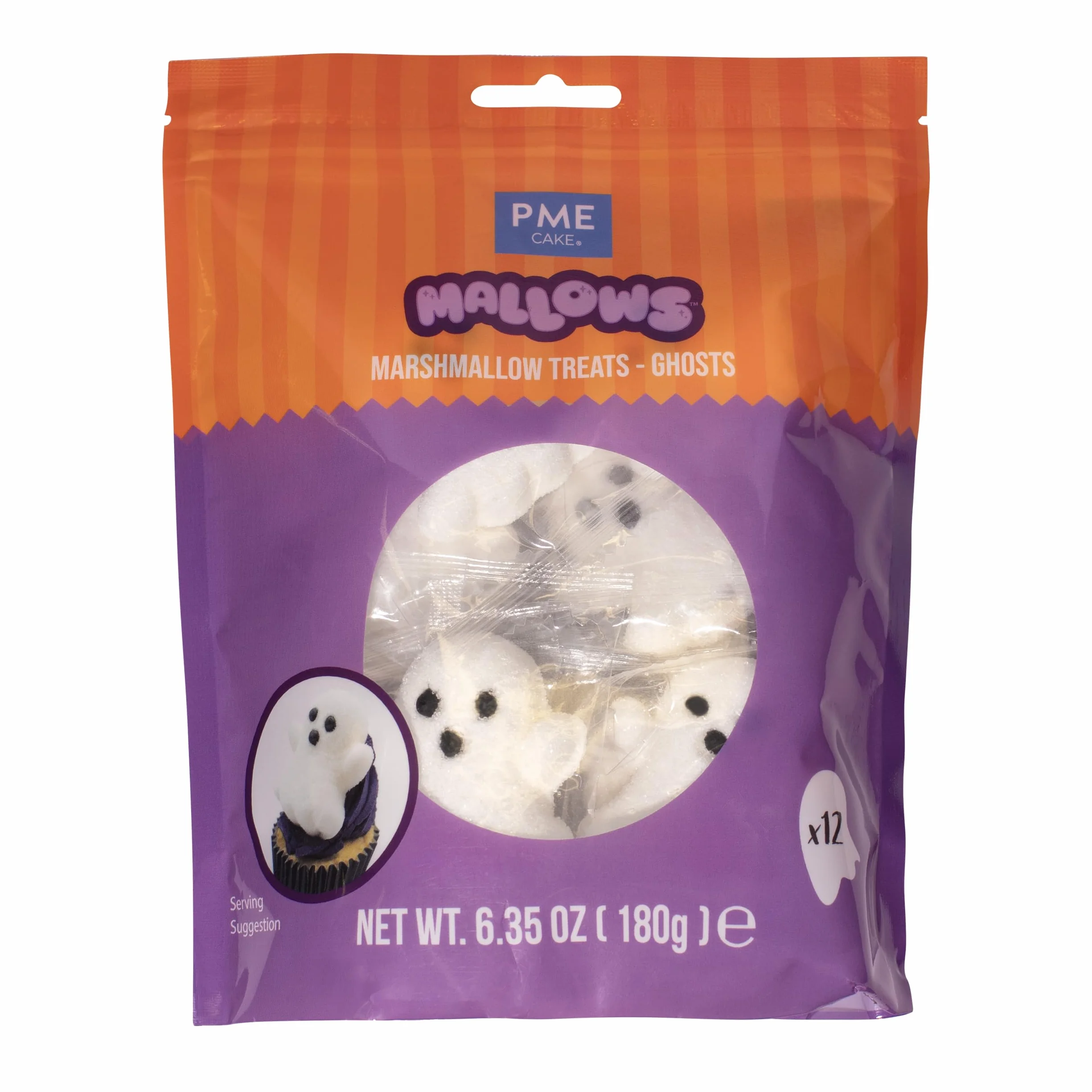 Topper de Malvavisco para Pasteles Halloween – Set de 12 Fantasmas 180g