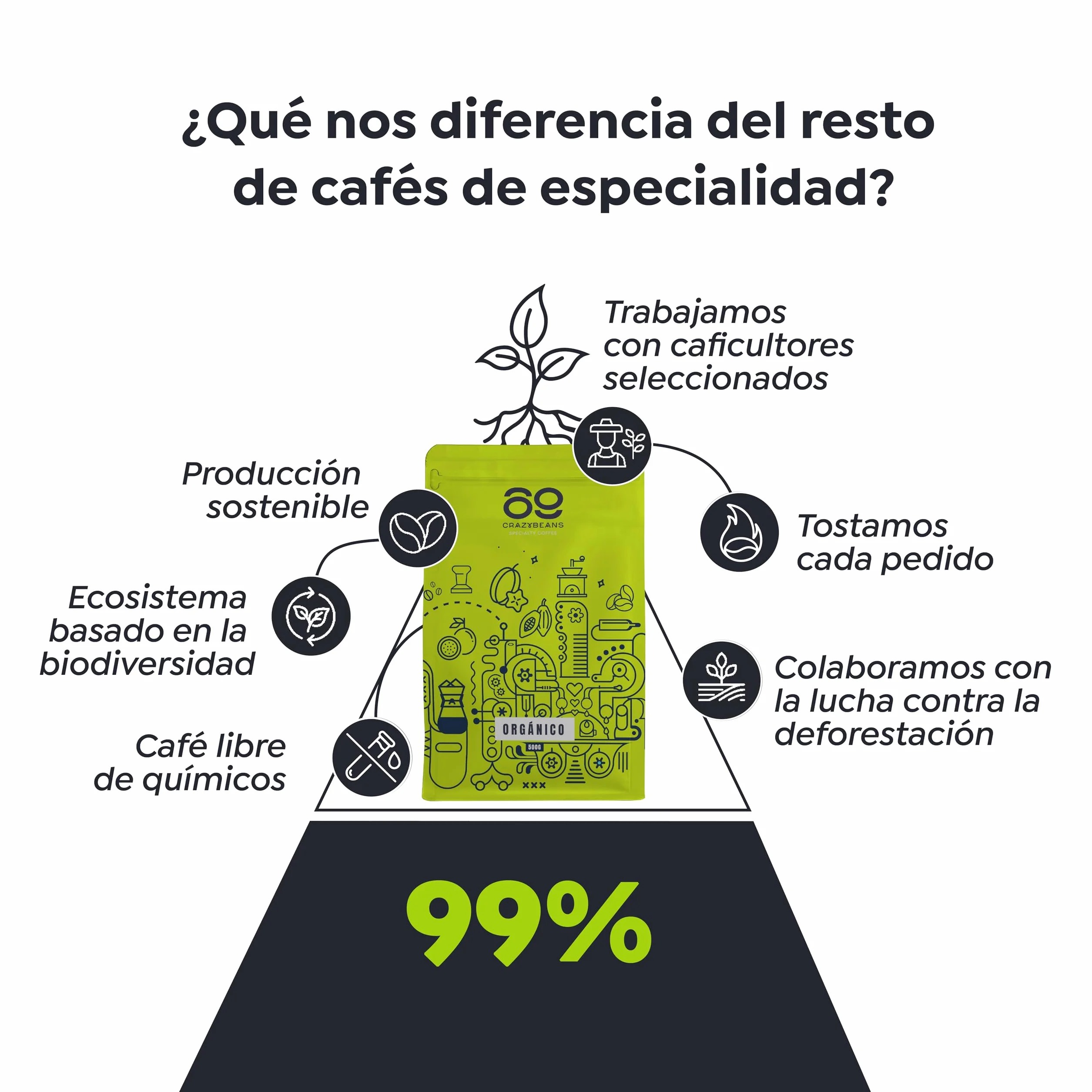 69 CrazyBeans Specialty Coffee Colombia Finca El Ensueño 100% Arábica 85,5 puntos SCA Tueste Natural 500g