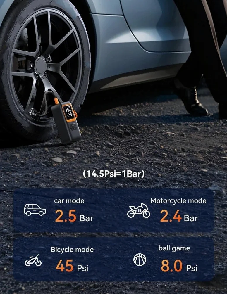 Compresores de Aire portátiles Compresor de Aire eléctrico portátil para Coche, Bomba infladora de neumáticos a presión para neumáticos de Coche, Bomba Inflable Digital Inflador Ruedas Coche