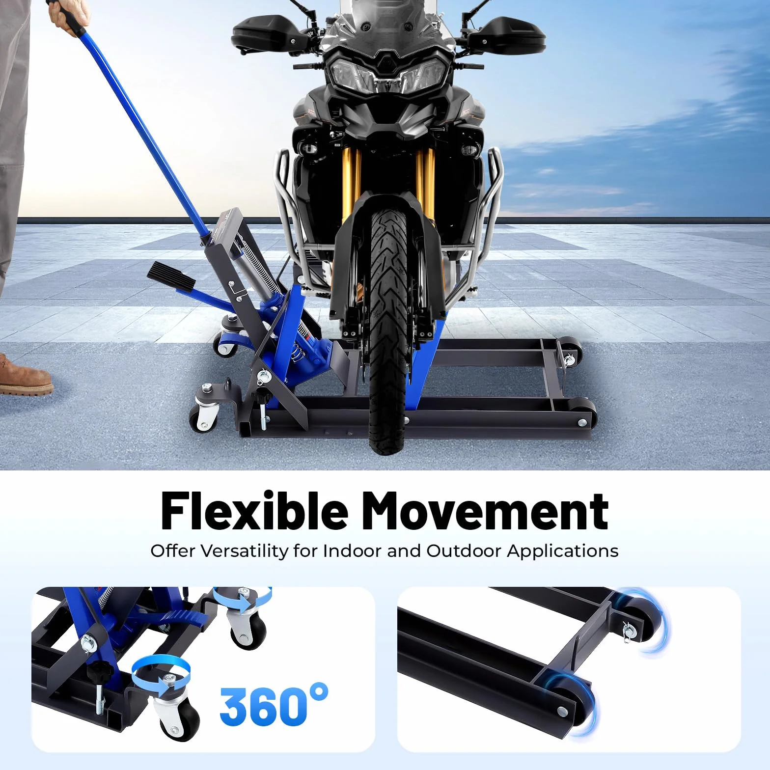 Elevador hidráulico para motocicleta, capacidad de carga máxima de 680 kg, ajustable, 12 – 38,7 cm, soporte de montaje para motocicleta, plataforma elevadora plegable para motocicletas, ATV