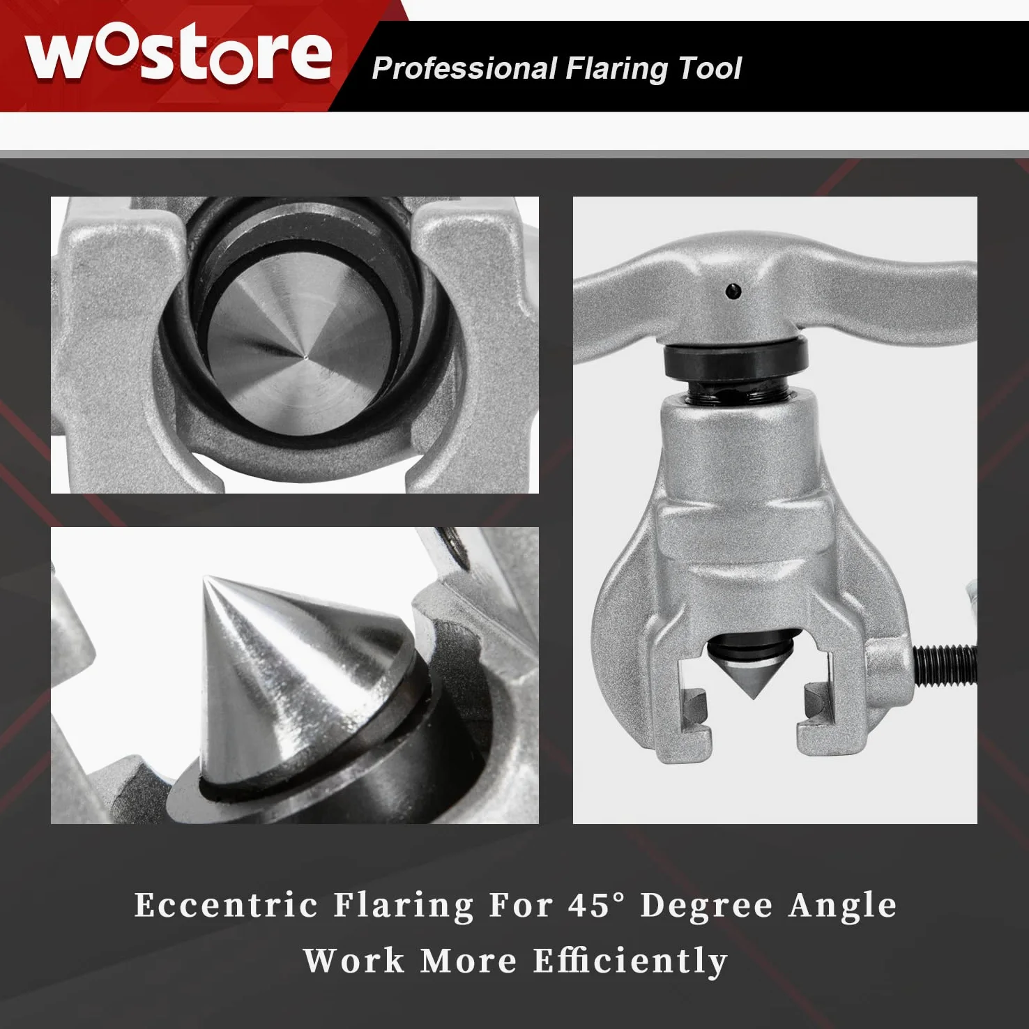 Wostore Juego de herramientas de abocardador, cortador de tubos, refrigeración, ventilación y aire acondicionado, para 7 tamaños de troqueles de 4,7 y 19 mm, 45º, resistente
