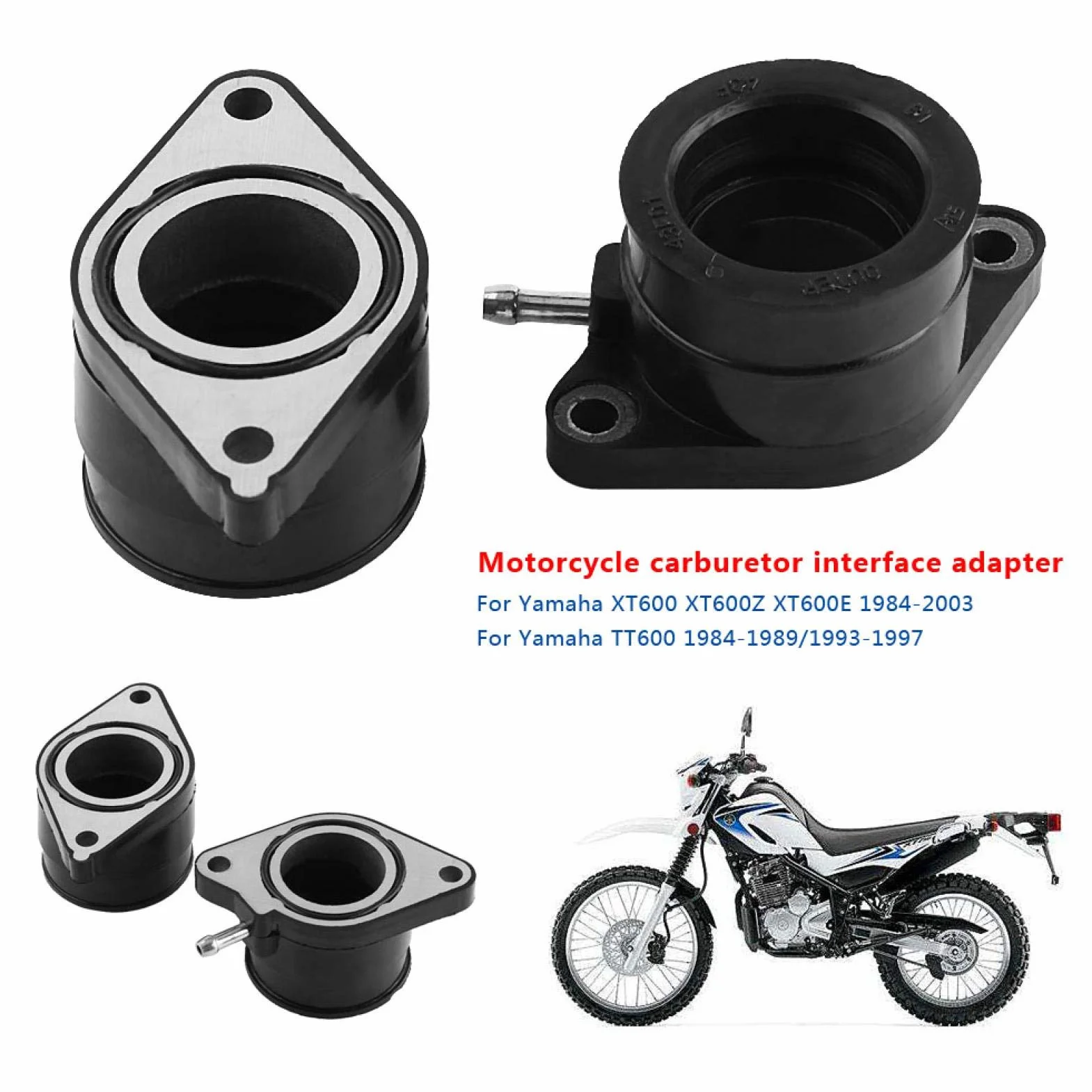 Racing Parts Acouto Carburador de motocicleta Interfaz de admisión Adaptador de carburador para Xt600 Xt600z Xt600e 1984-2003 Adaptador de colector de admisión