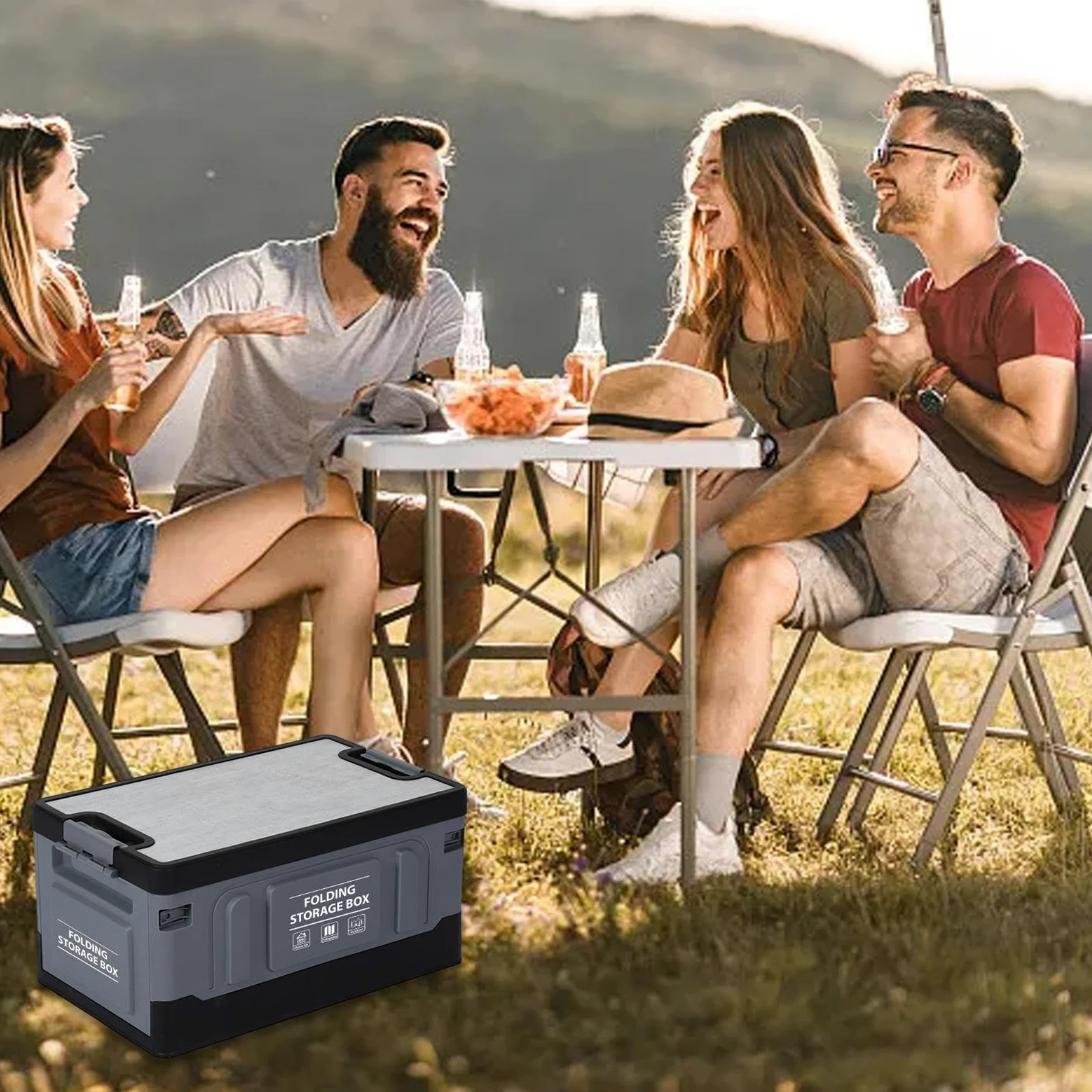 Caja de almacenamiento plegable para maletero, organizador de maletero, 60 L, impermeable, maletín plegable | Maletín de almacenamiento para viajes por carretera para herramientas de camping, ropa, | 60 L, impermeable, maletín plegable | Maletín de almace