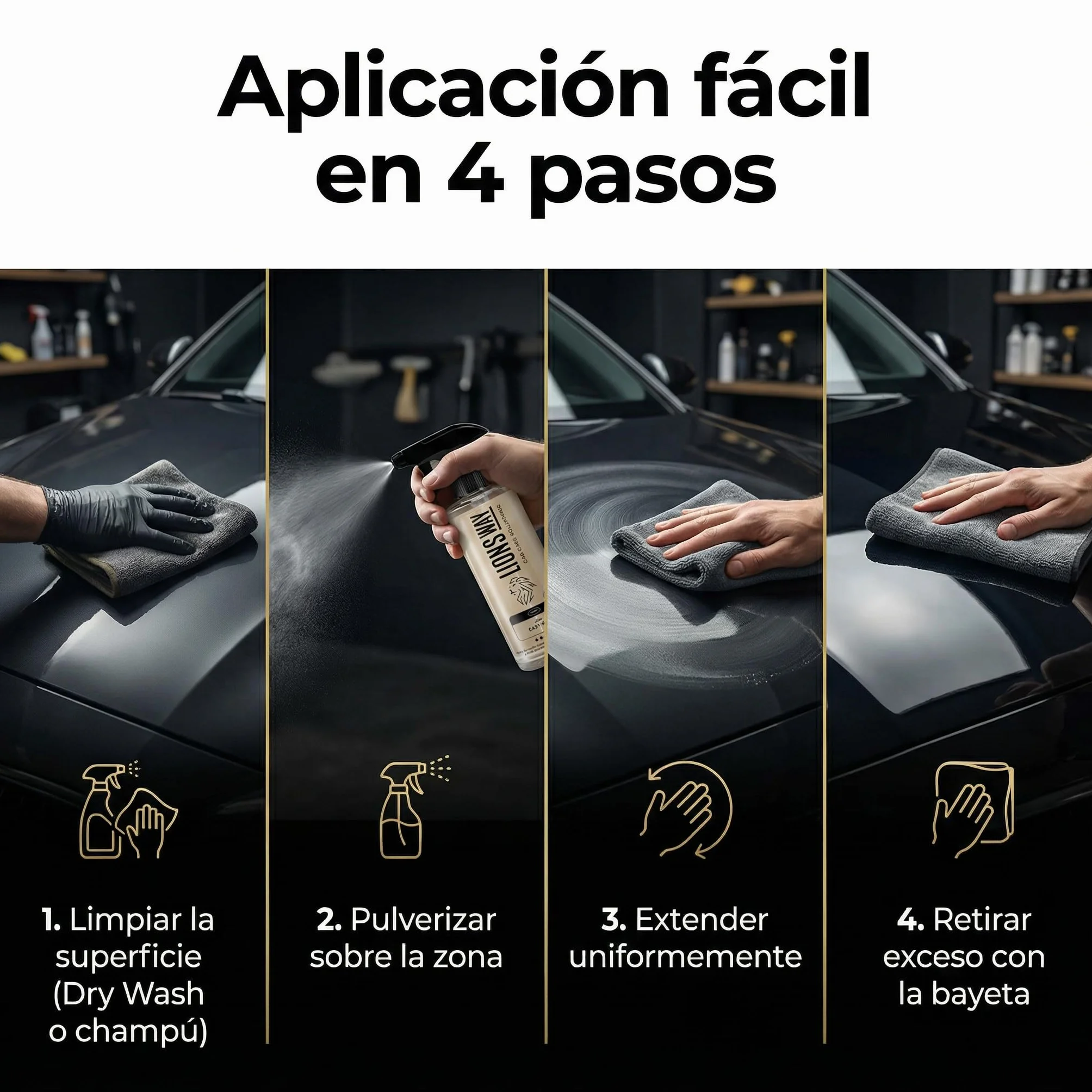 Cera de Carnauba para Coche 100% Pura - Tratamiento Cerámico e Hidrofóbico, Sin Silicona, Cera Líquida Alto Brillo, Sellador de Pintura Exterior, 500ml