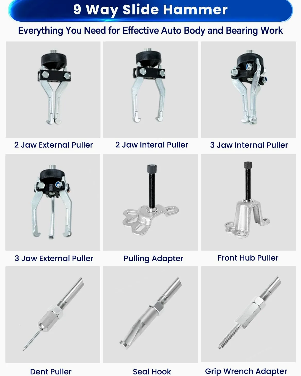 ATPEAM Juego de 19 Piezas Extractor de Rodamientos con Martillo Deslizante y Alta Garra Universal para Coches y Camiones