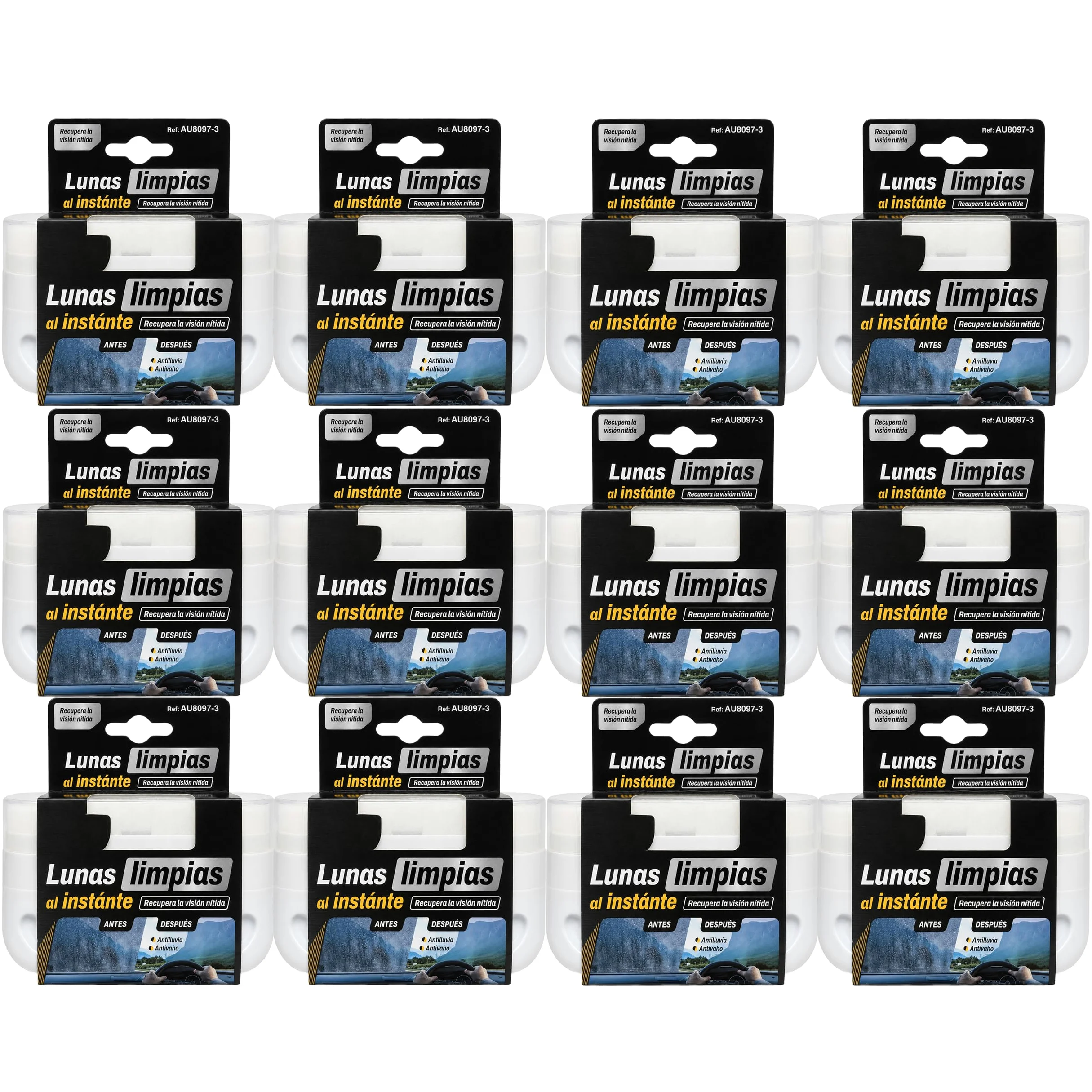 Limpiador de lunas 100 ml, esponja mágica para coche, pack de 12