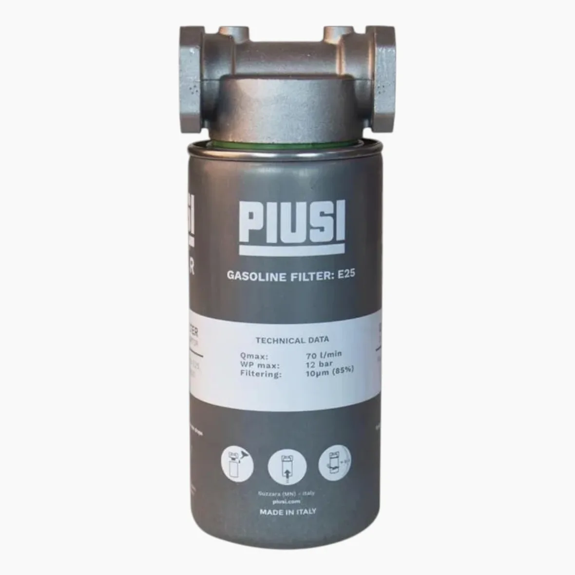 PIUSI Kit de filtro de combustible completo con cabezal y 2 cartuchos, certificado ATEX, para trasvase de gasolina (hasta E25) y diésel (B20), alta eficiencia, separador de agua e impurezas 10 micras