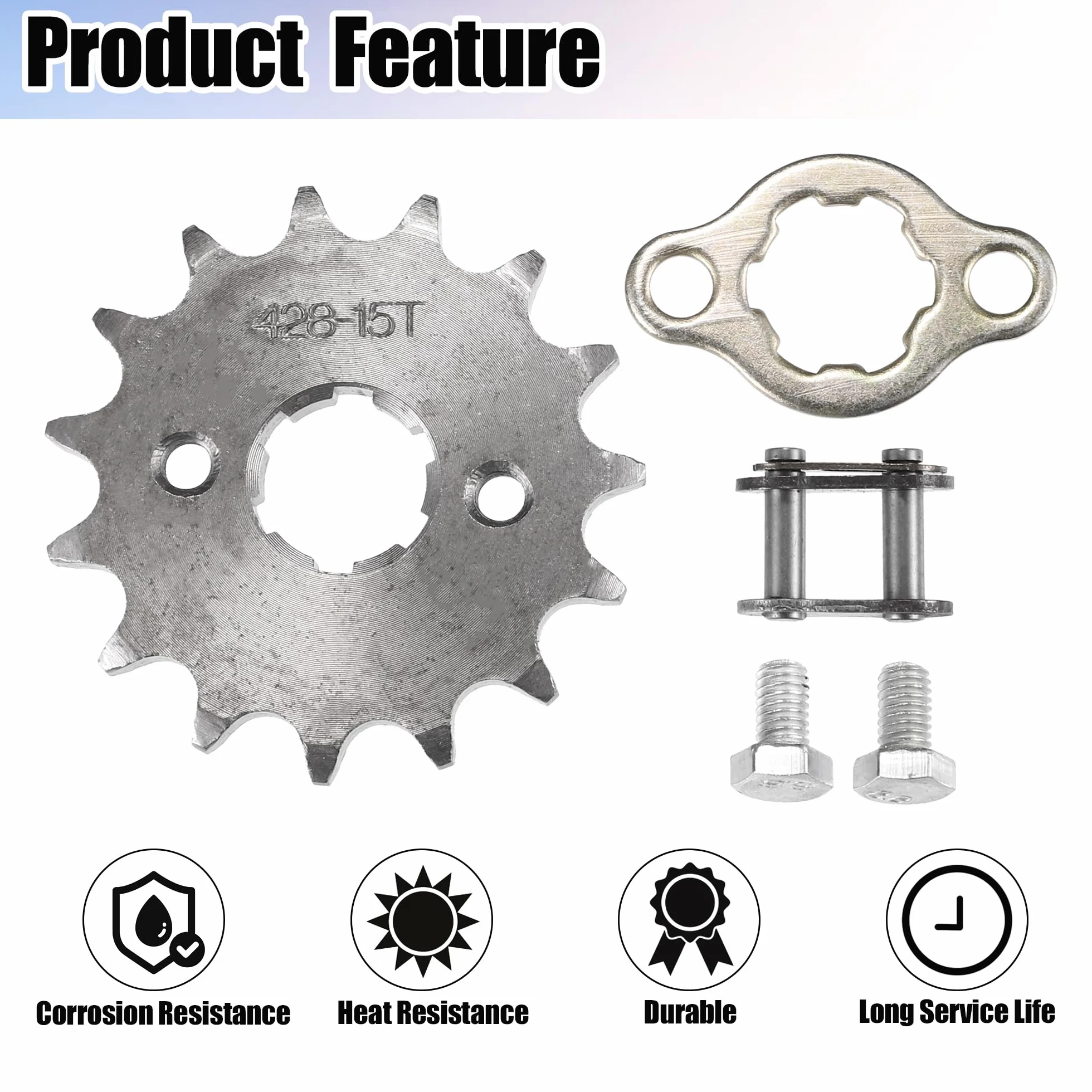 QUARKZMAN 1 Conjunto 428 15T 20mm Piñón Delantero de Motor para Moto de Cross Minimoto ATV