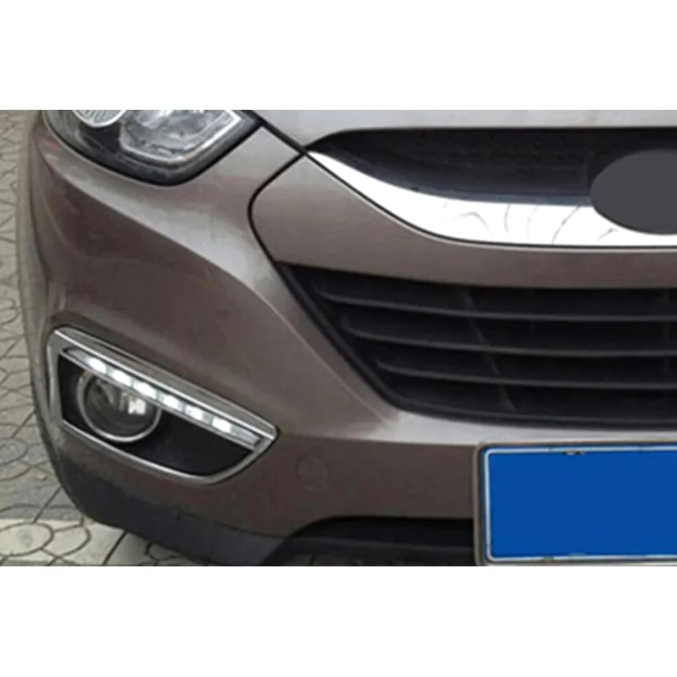 BAKUGO 2 Piezas LED Luz De Circulación Diurna Luz Antiniebla Luz Parachoques Delantero DRL Luz De Señal De Vuelta para Hyundai IX35 2010 2011 2012-White