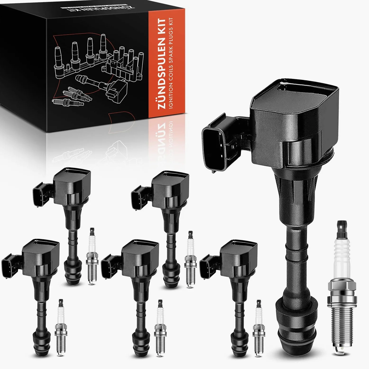 Frankberg 6 bobinas de encendido + 1 bujía 5C1403 | Compatible con: Xterra N50, Espacio IV JK0/1, Murano I Z50, Pathfinder II R50, Altima L31, Pathfinder III R51