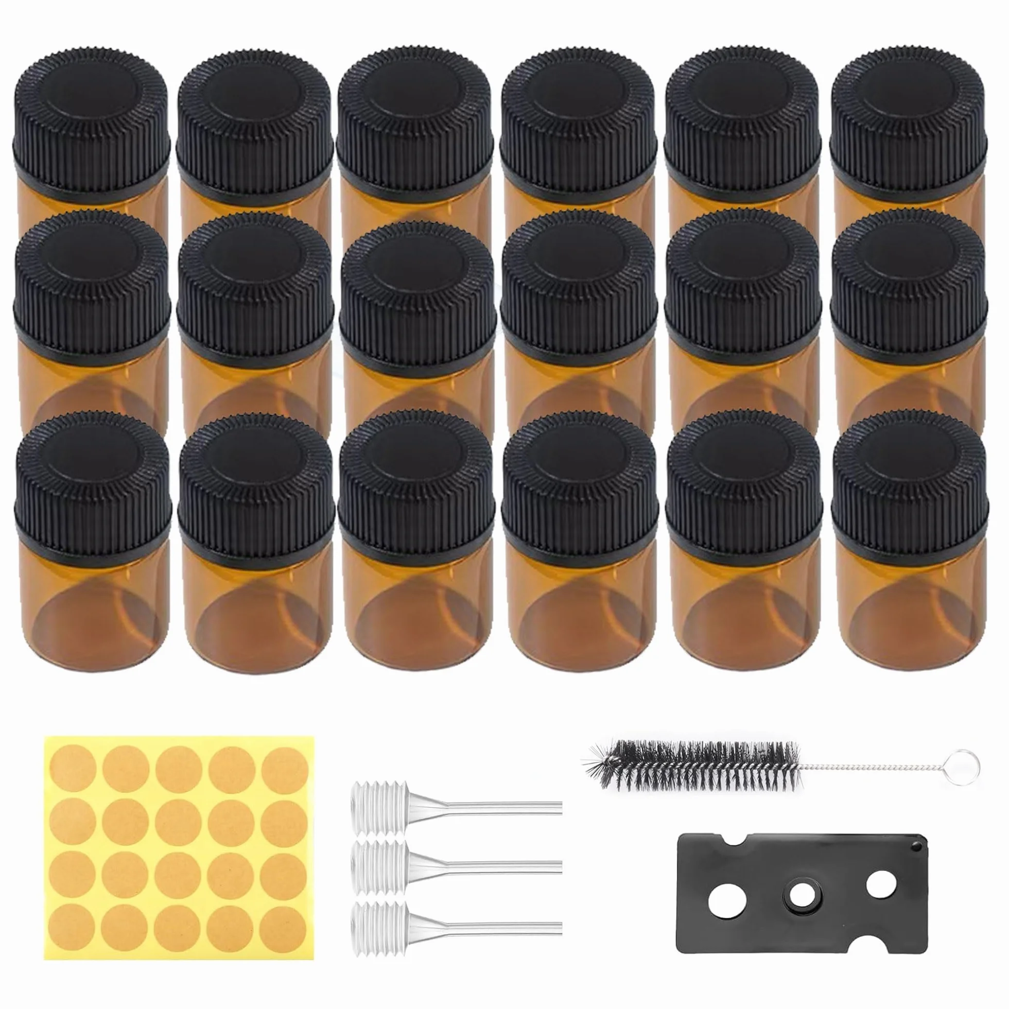 Botellas de cristal ámbar 1 ml mini con pincel y cortador para aceites esenciales