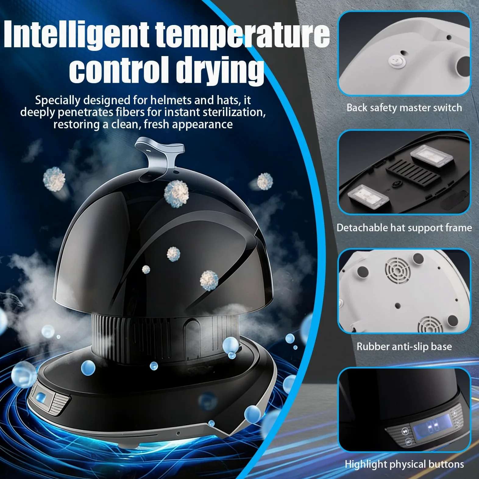 Máquina De Cuidado De Sombreros Ajustable Y Limpiador Inteligente Para Sombreros Limpieza a humedad Y Desodorante a Ozono Para Sombreros Y Cascos De Moto