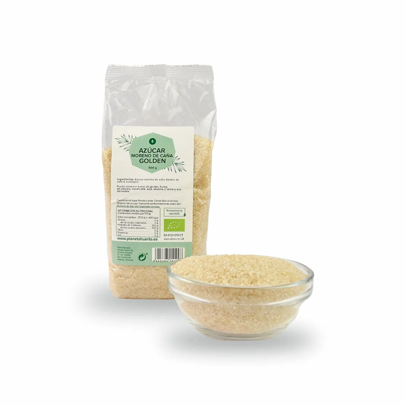 Azúcar de Caña Golden ECO Planeta Huerto 500 g Ecológica Alto Valor Nutricional Sabor Natural