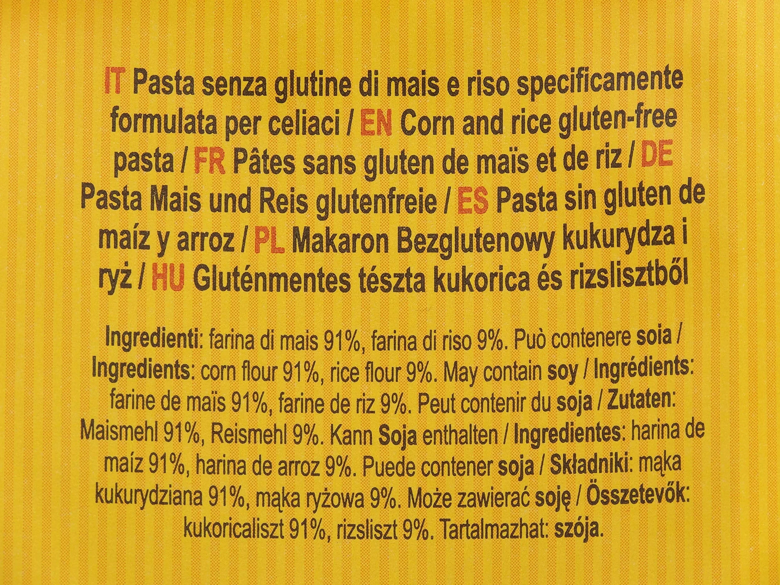 Pasta sin gluten de maíz y arroz, 300 g